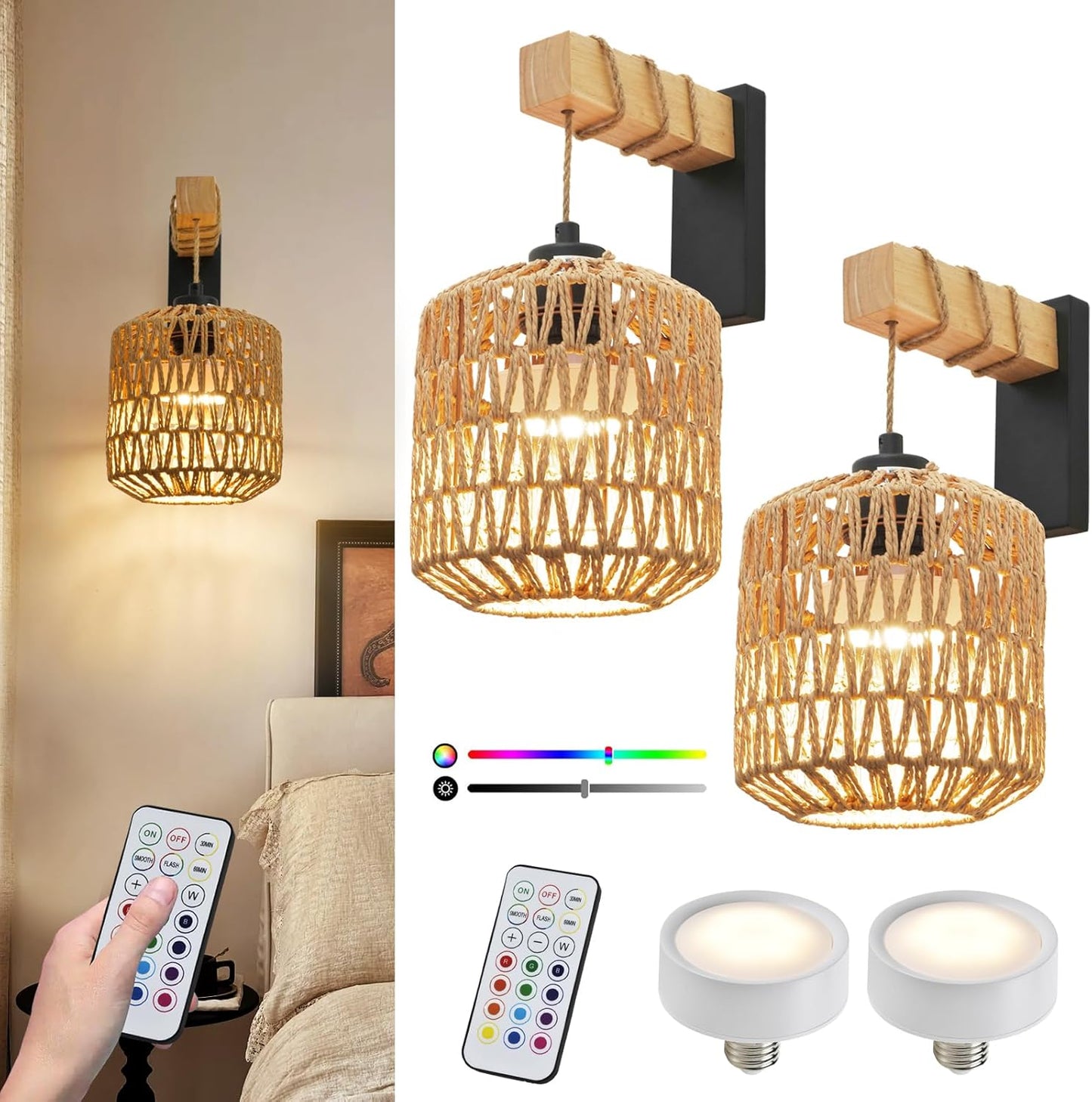 Battery Operated Wall Sconce Set of Two for Cozy Ambiance