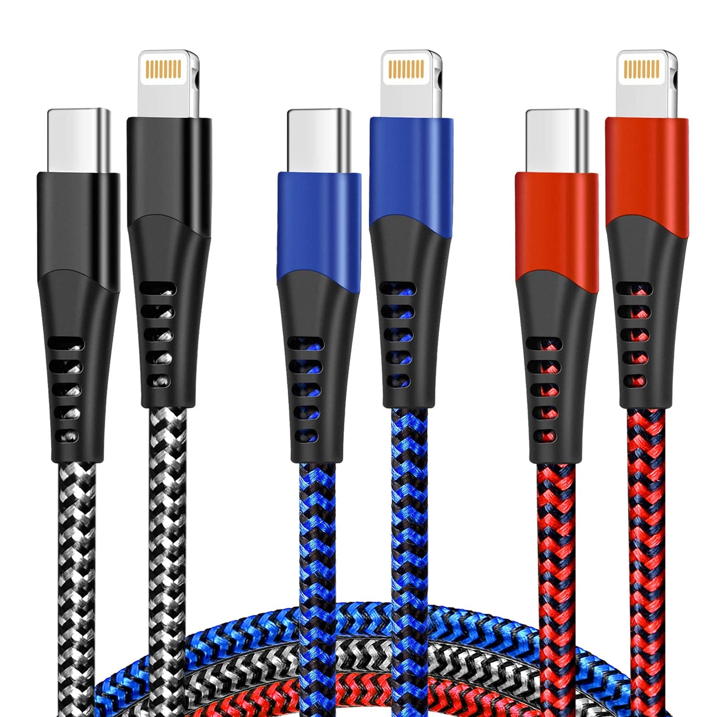Apple MFi Certified 6FT Lightning Cable 3 Pack - Fast Charge iPhone 14/13/12