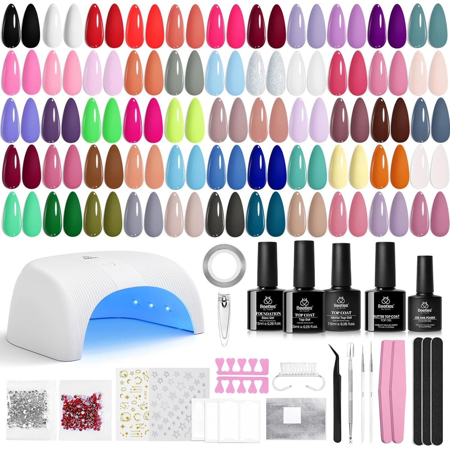 Beetles Gel Nail Polish Kit - 55 Colors for Stunning Nails