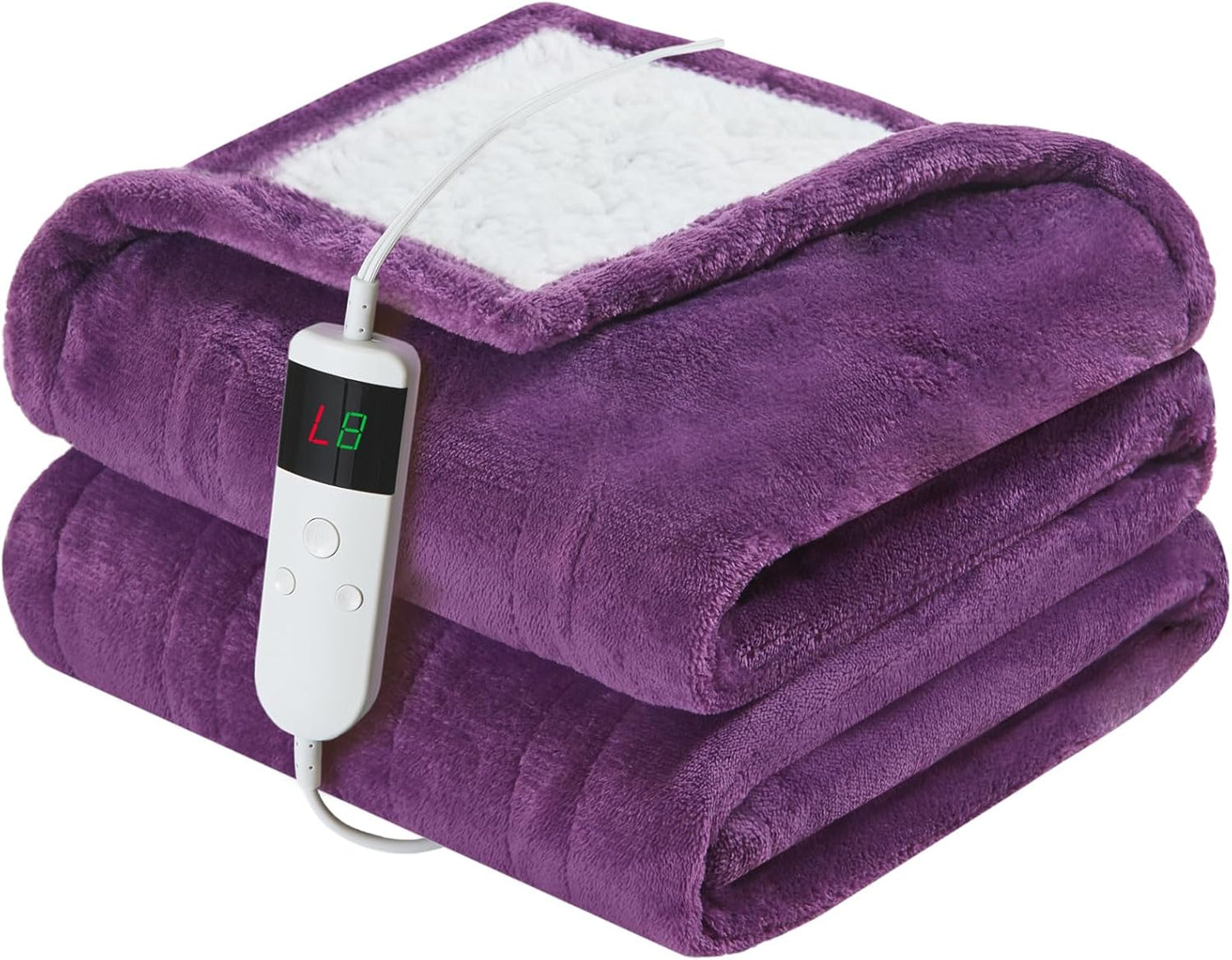 Electric Heated Blanket Throw 50ft'x60ft' Soft Flannel & Sherpa