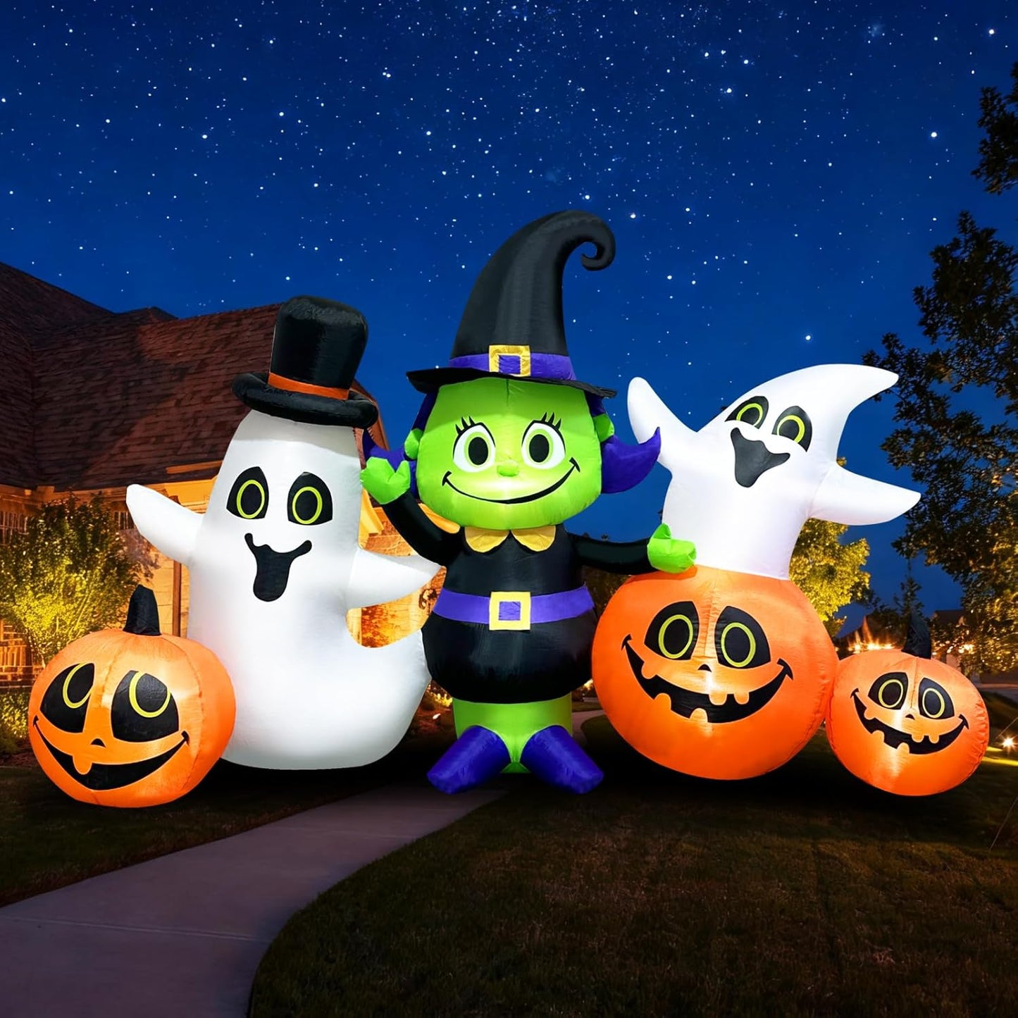 7FT Halloween Inflatable Decoration with LED Lights for Yard