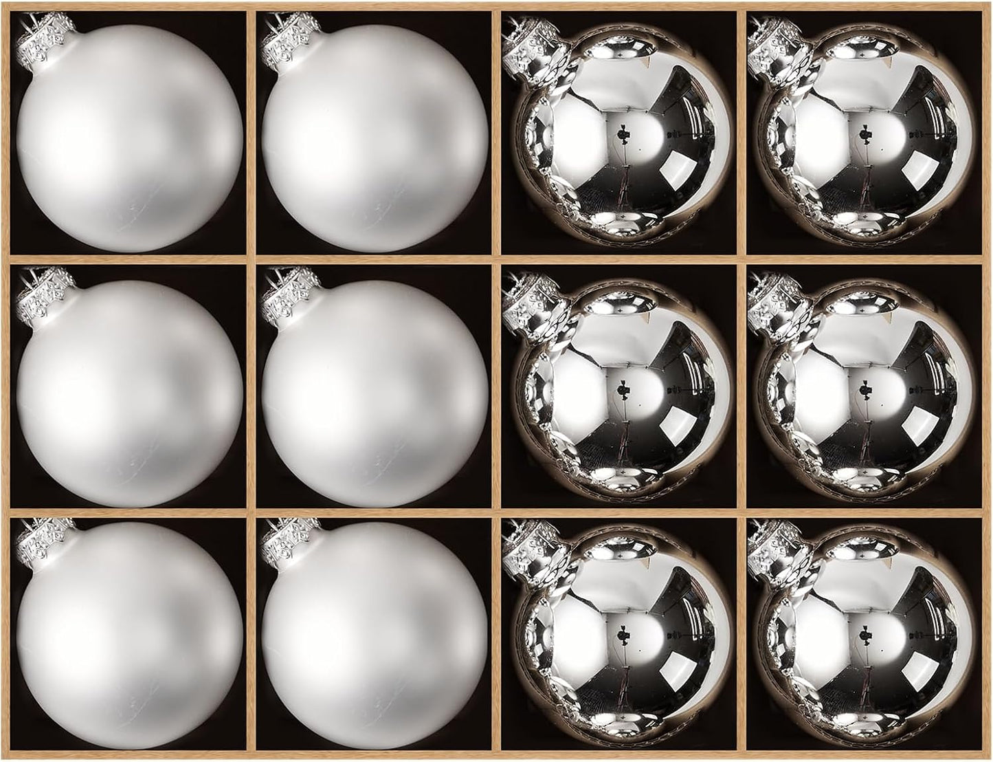 WDS WONDROUS Silver Glass Christmas Ball Ornaments Set for Decor