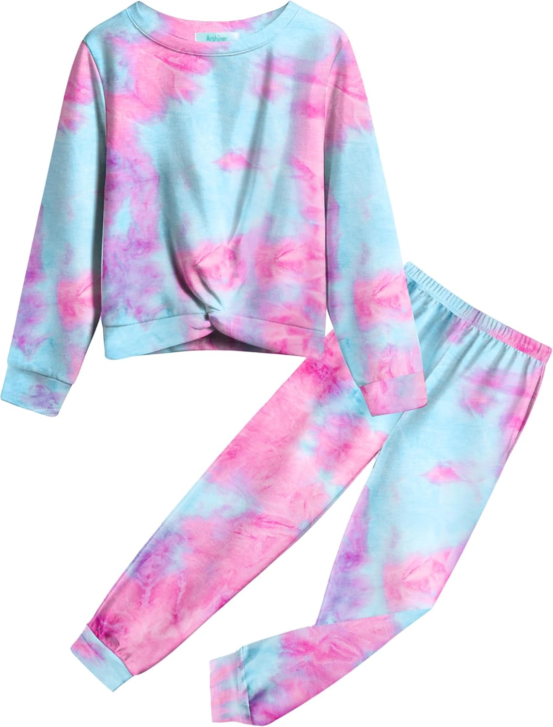 Arshiner Girls Twist Front Tracksuit Set for Active Wear Fun