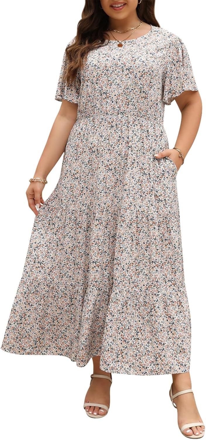 Nemidor Plus Size Maxi Dresses for Curvy Women with Pockets