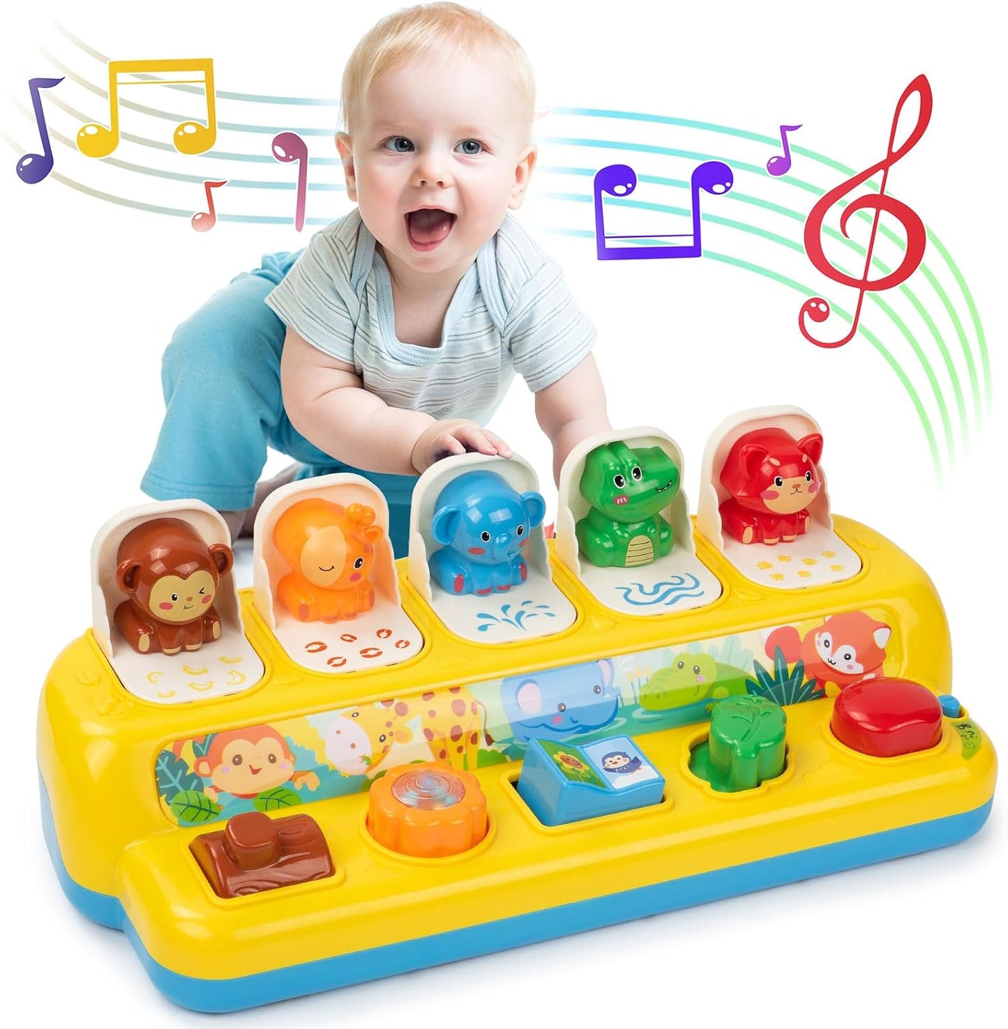Interactive Pop Up Animal Toy with Music & Light