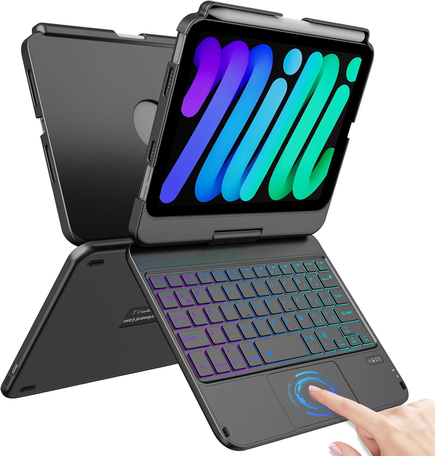 FUWANG Touchpad Keyboard Case for iPad Mini 7 & 6 - Black