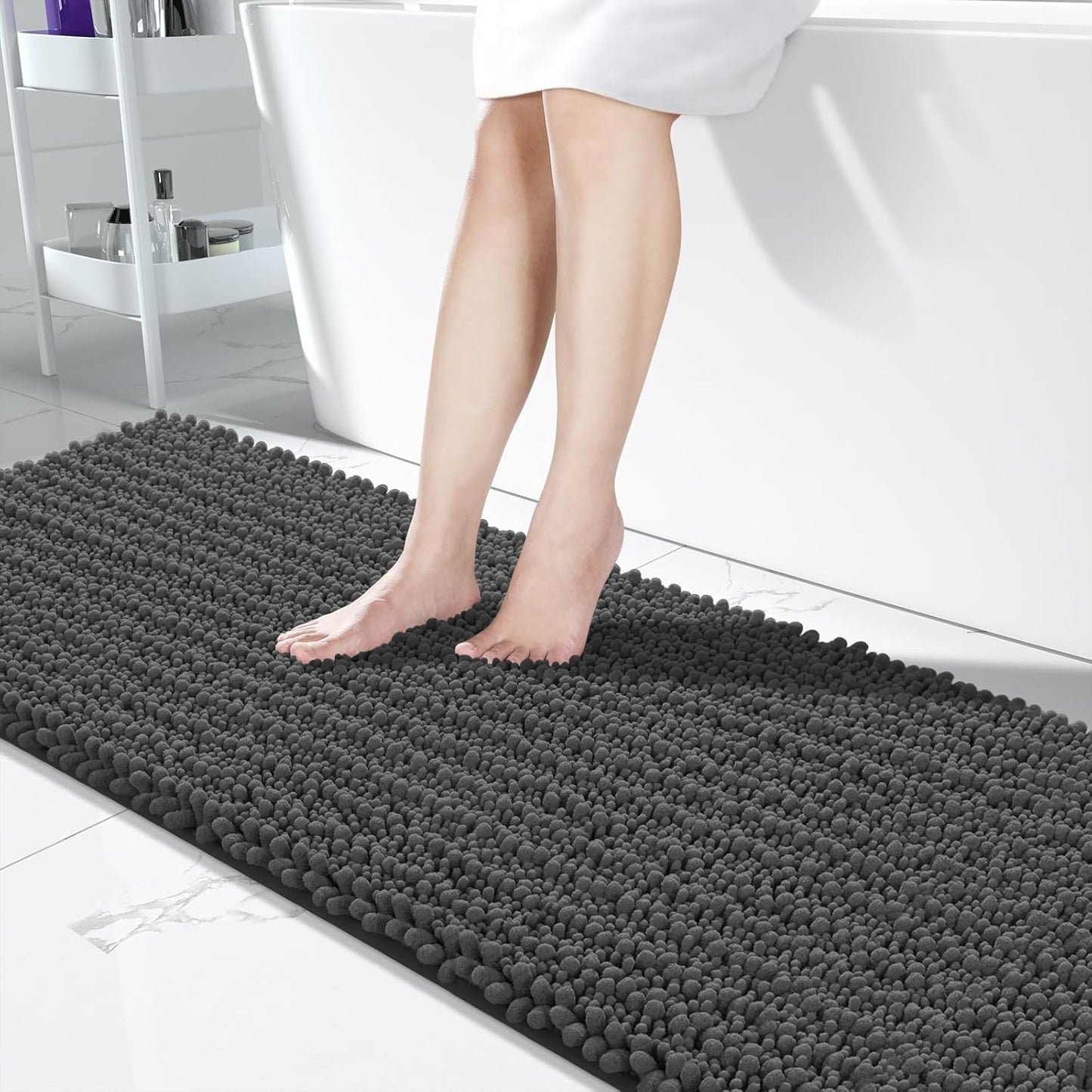 Yimobra Extra Long Non Slip Chenille Bath Mat for Luxury Comfort
