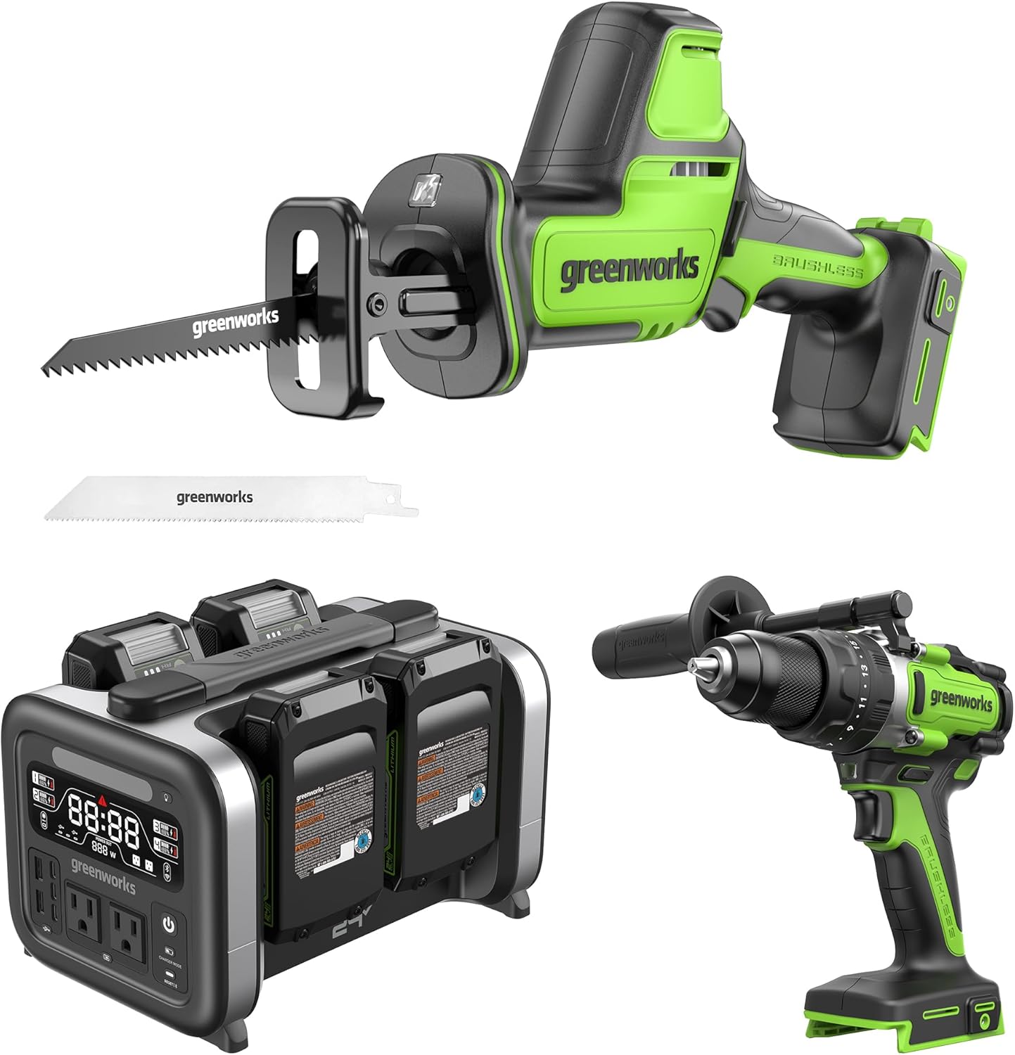 Greenworks 24V Power Tool Combo Kit with Brushless Tools