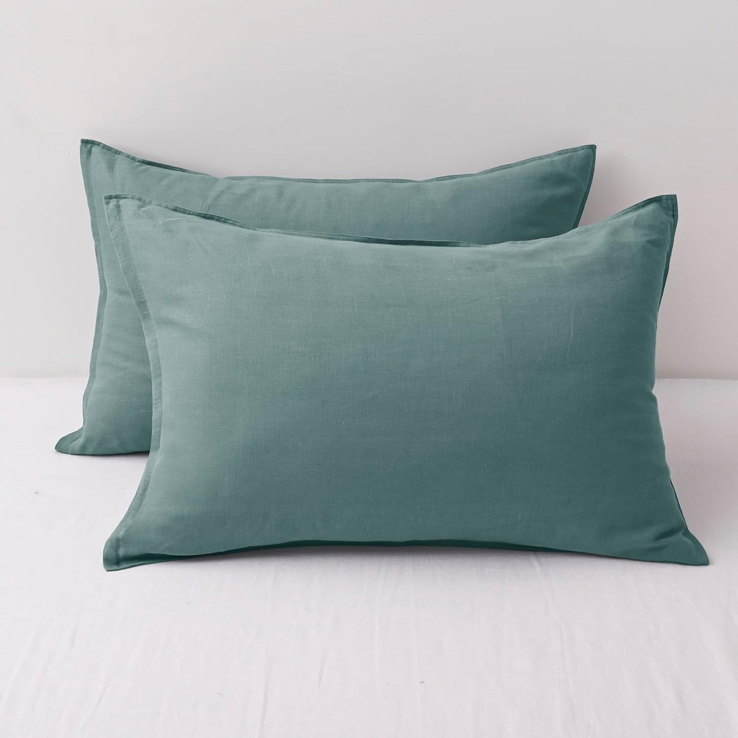 100% Linen Pillowcases Set of 2 for Standard Pillows, Aqua