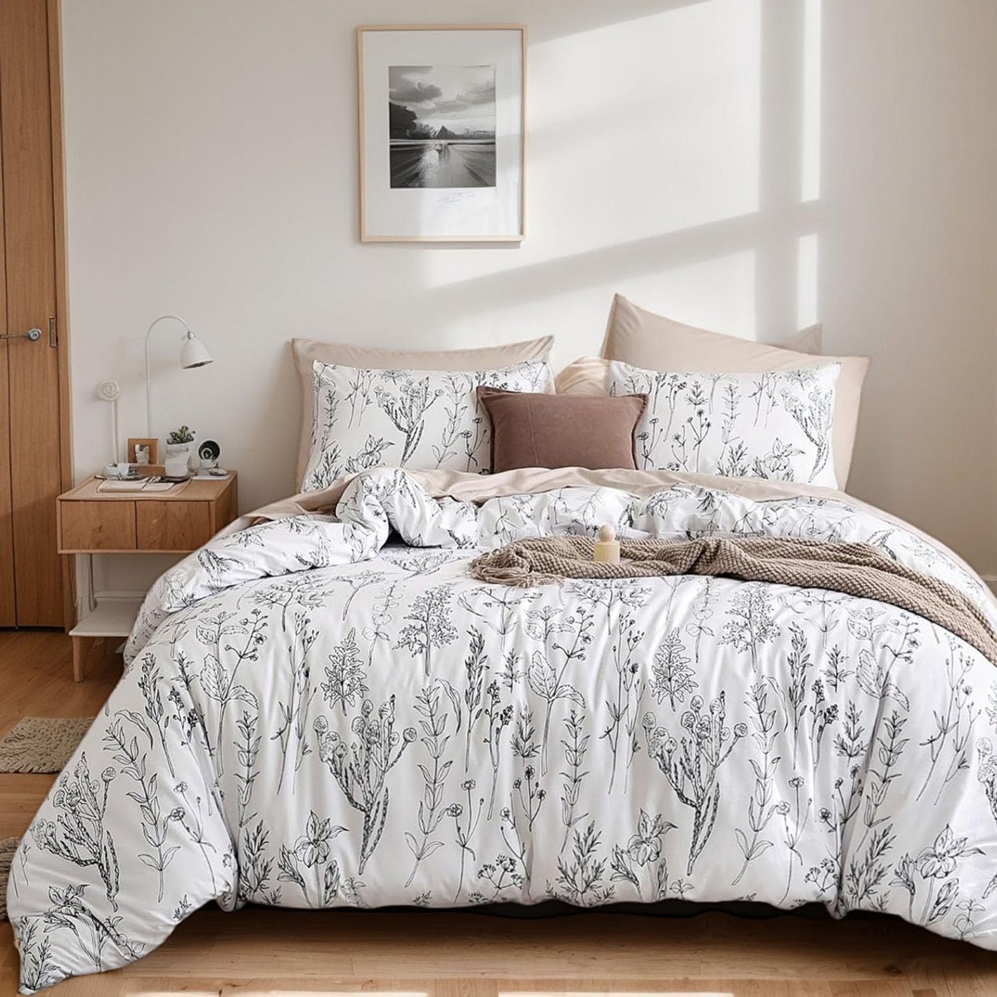 Twin Comforter Set Floral Bedding with Soft Reversible Design