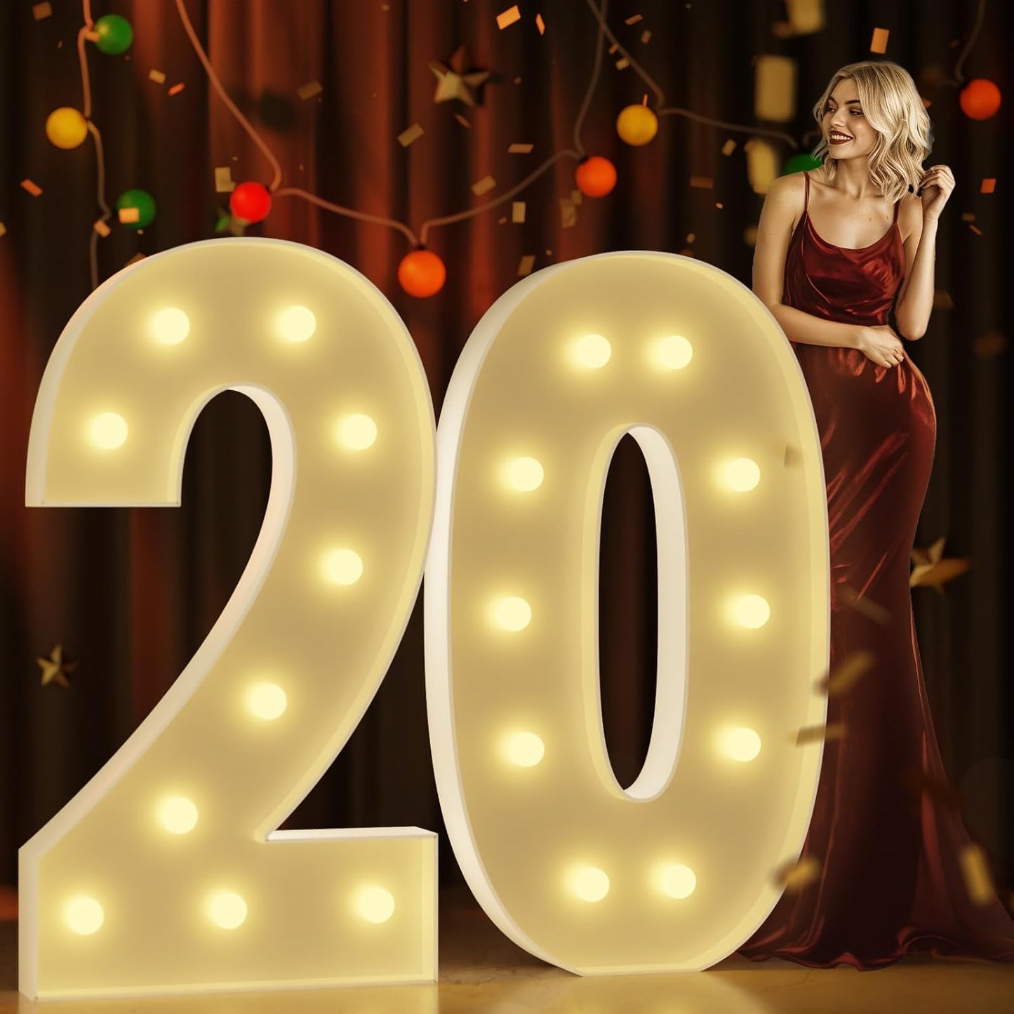 Light Up Marquee Numbers 4 Feet Tall for 20th Birthday Decor