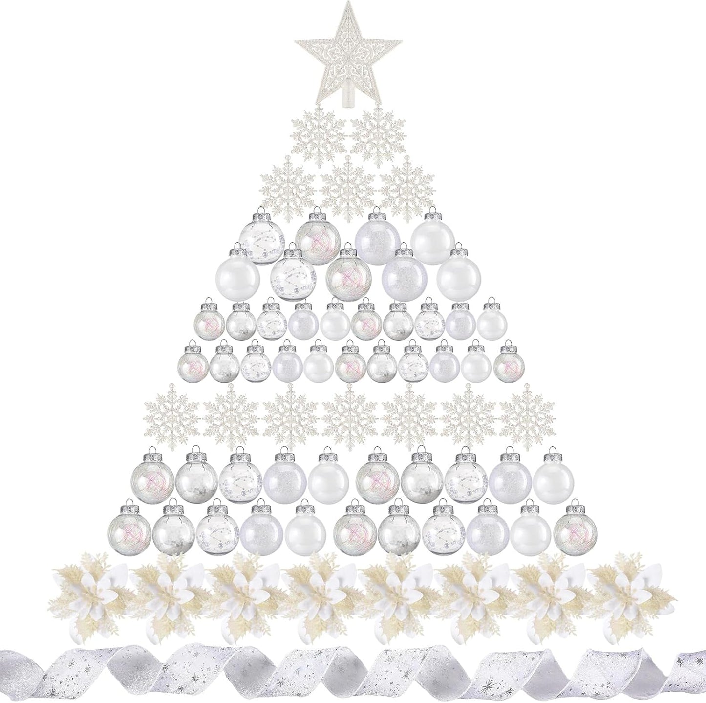 Jenaai 74 Pcs Christmas Ball Ornaments Set for Festive Decor