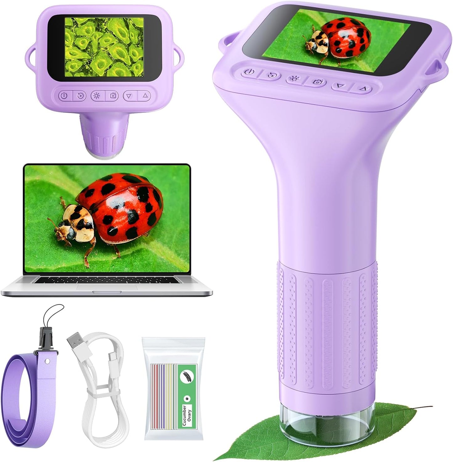 Microscope for Kids with 12 Slides and 100X-1000X Magnification