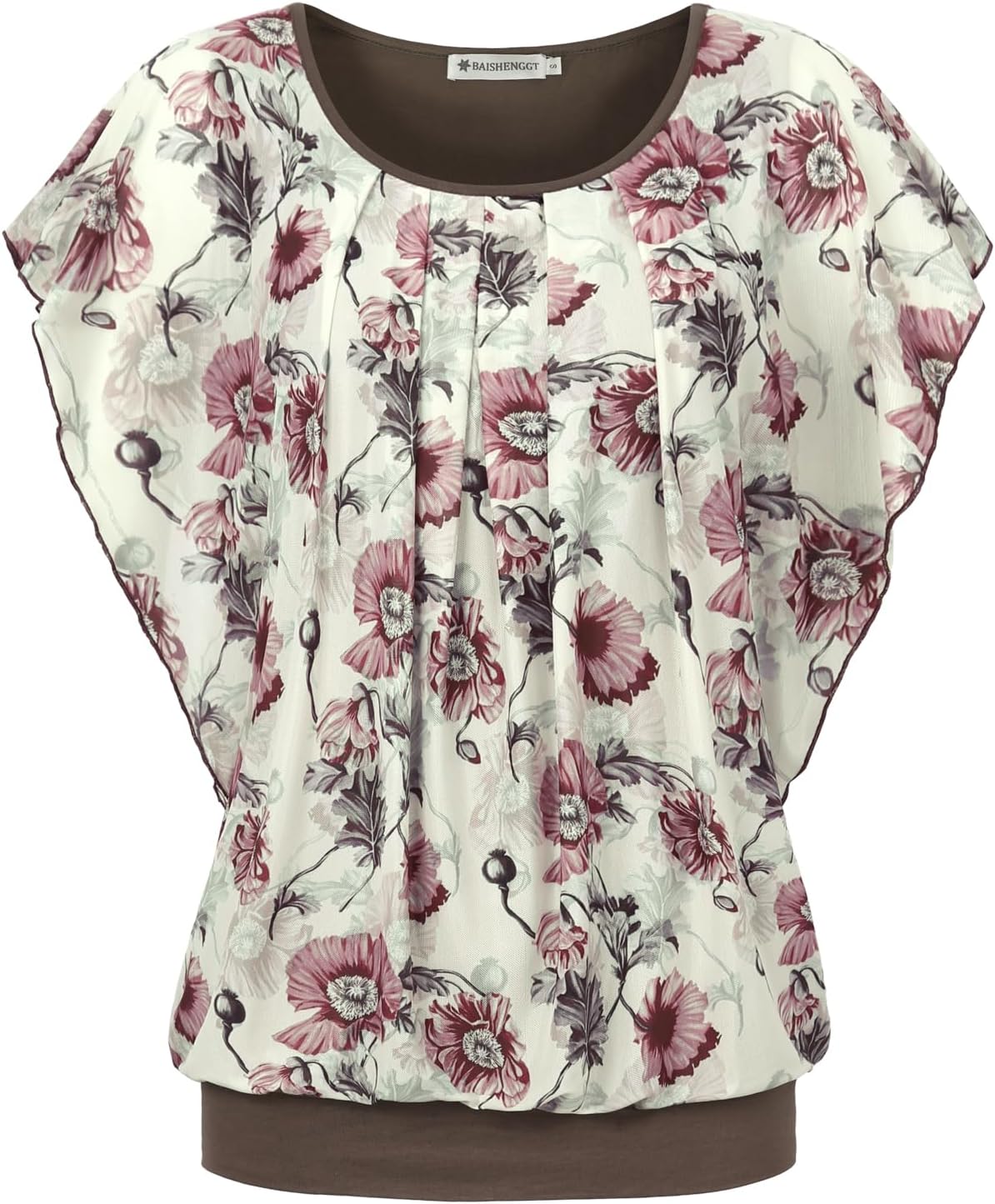 BAISHENGGT Womens Summer Tops Flutter Short Sleeve Blouses
