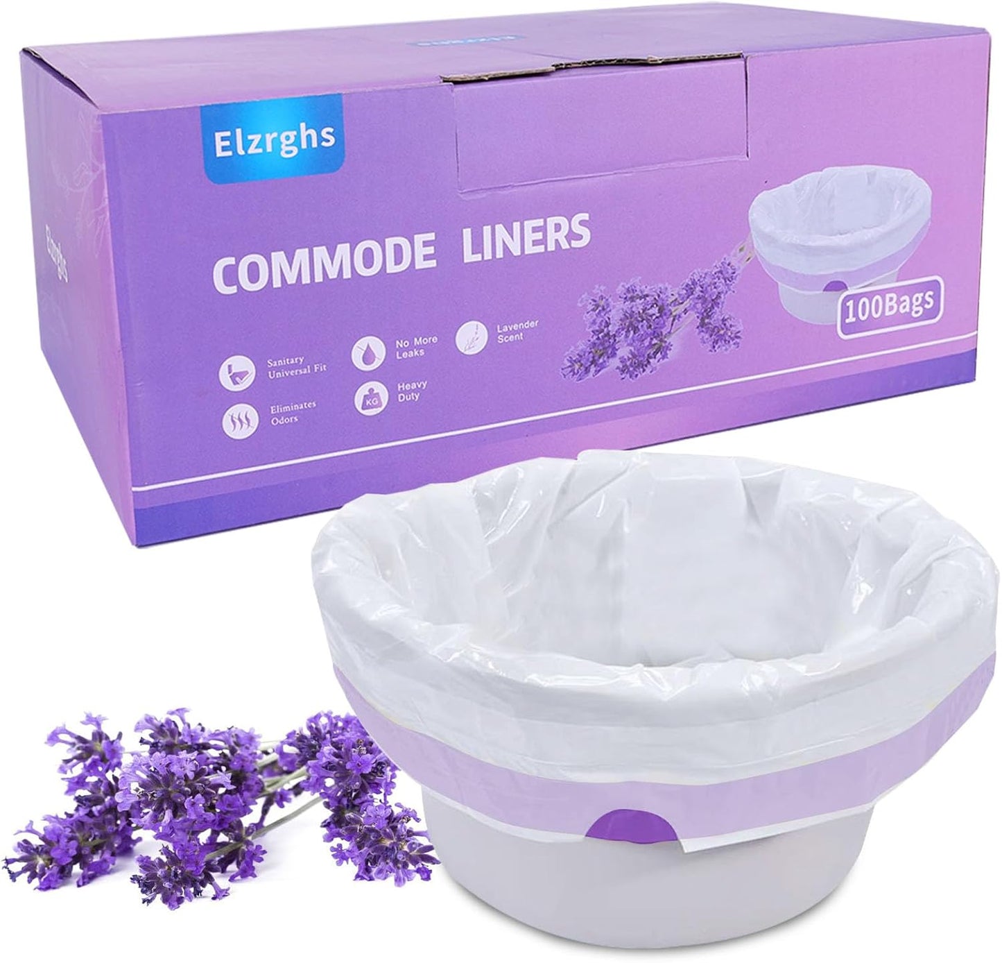 100 Lavender Scented Commode Liners - Easy Cleanup!