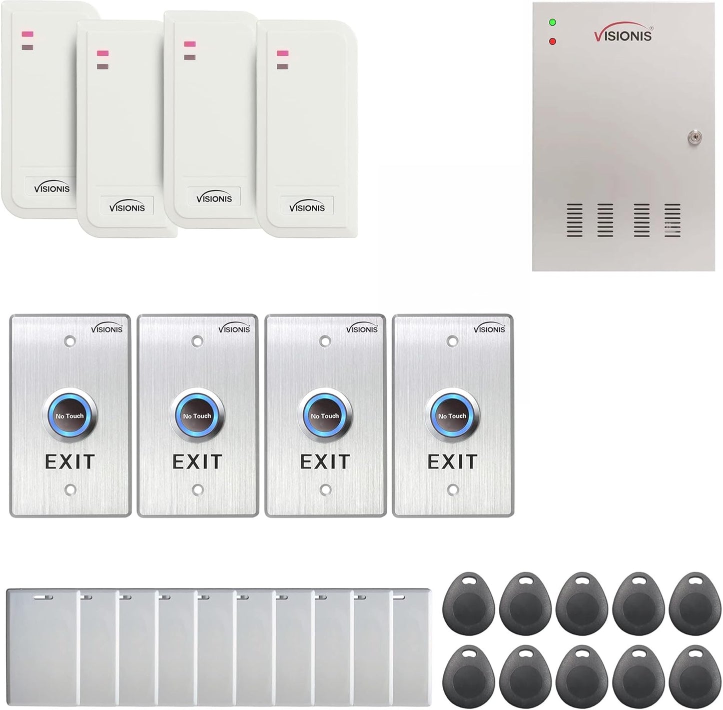 Visionis FPC-6548 Four Doors Access Control System with Power Supply