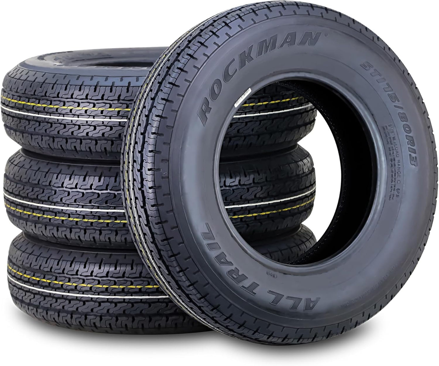 ROCKMAN Trailer Tire ST175/80R13 6-Ply Load Range C for Safety
