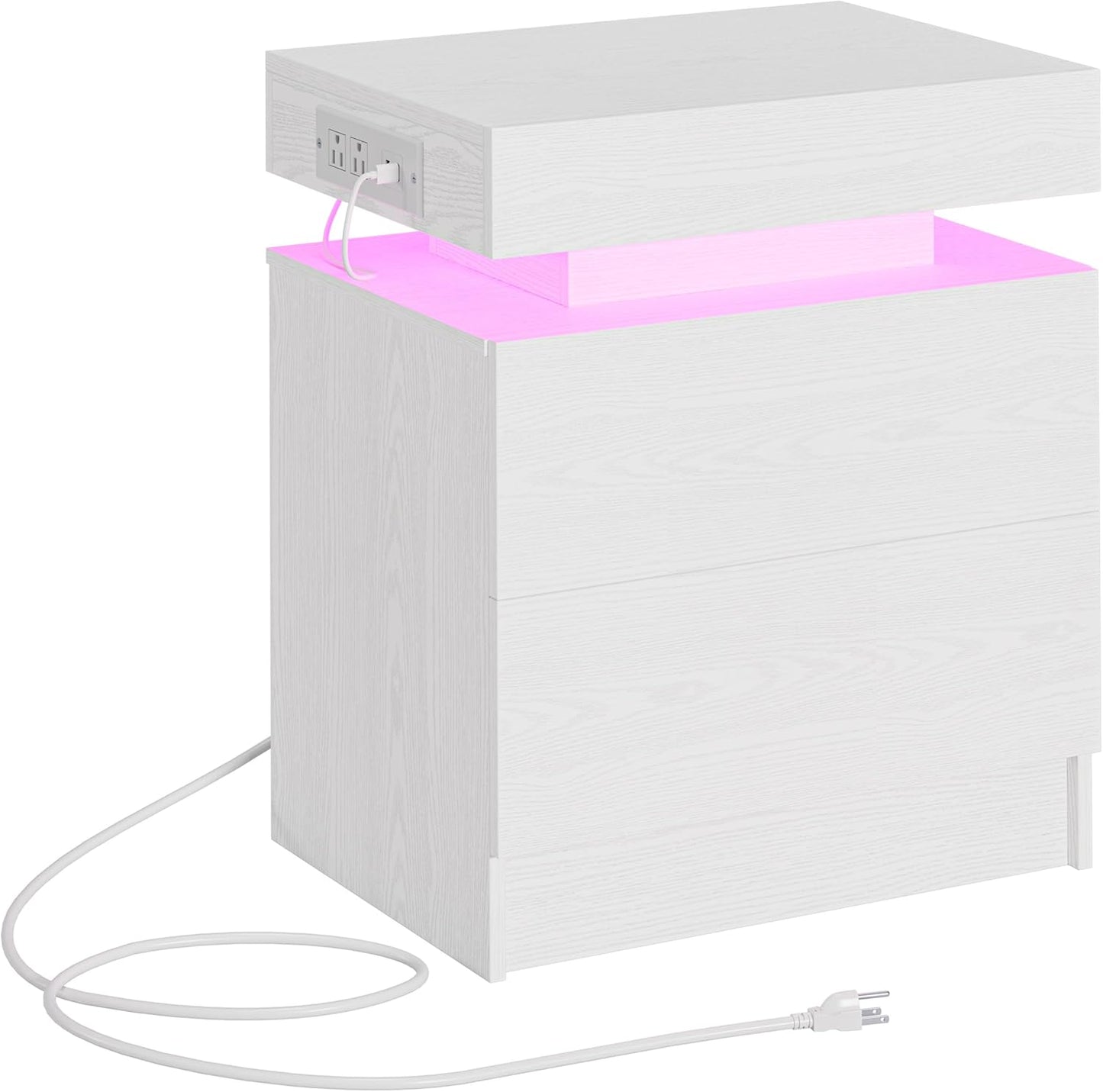 LIKIMIO Night Stand with Charging Station and LED Light