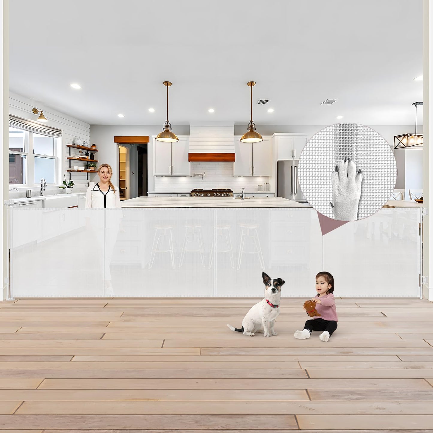 Reinforced 41 Inch Extra Tall Retractable Baby Gate for Pets