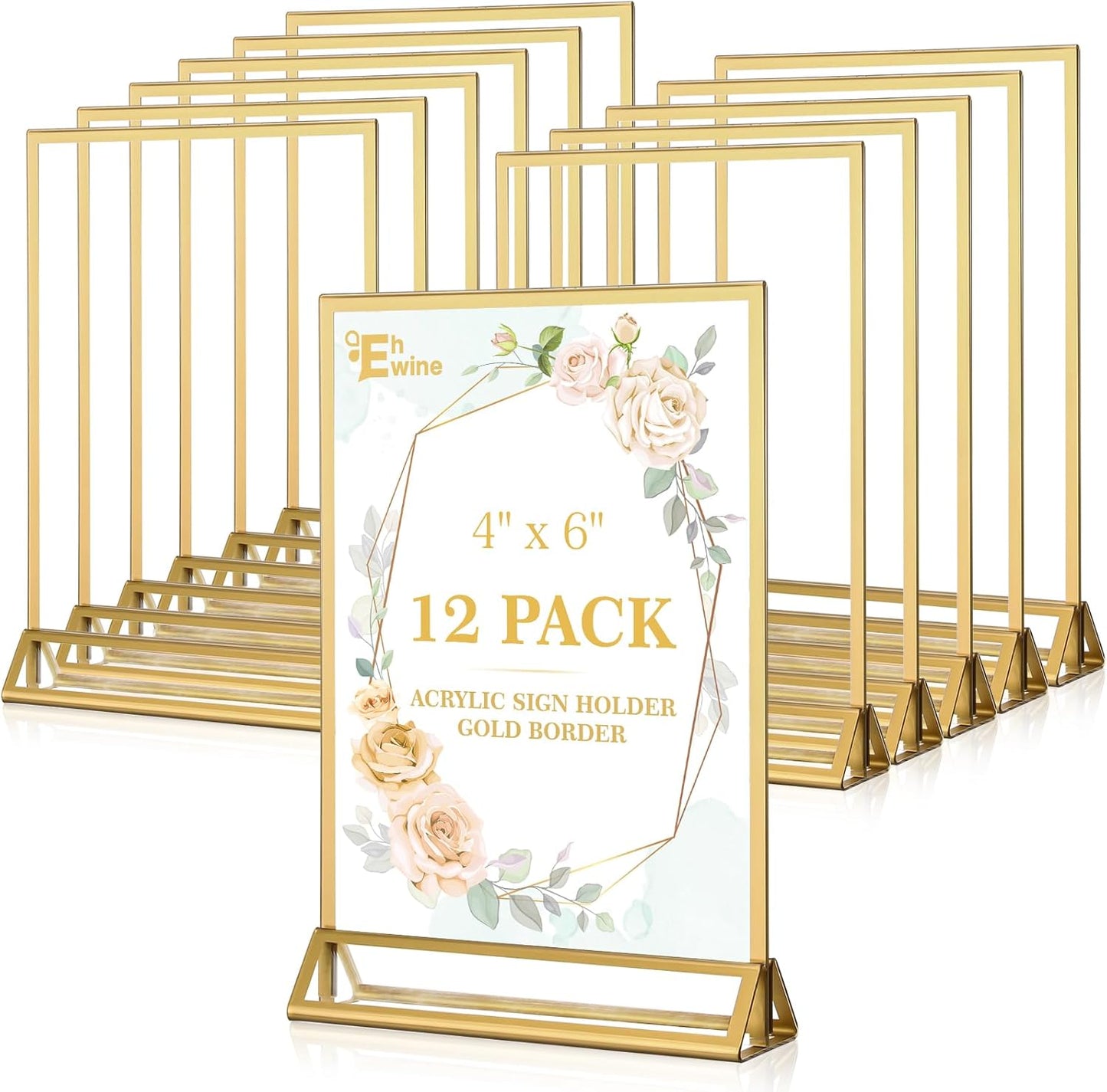 EHWINE 12 Pack Acrylic Sign Holder for Clear Display Stands