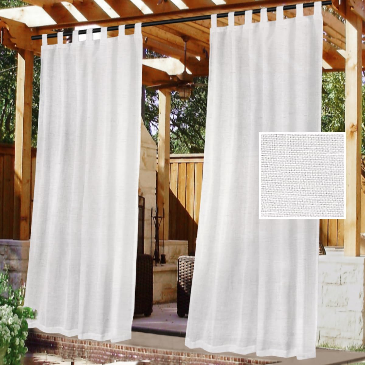 H.VERSAILTEX Outdoor Linen Sheer Curtains for Patio Privacy