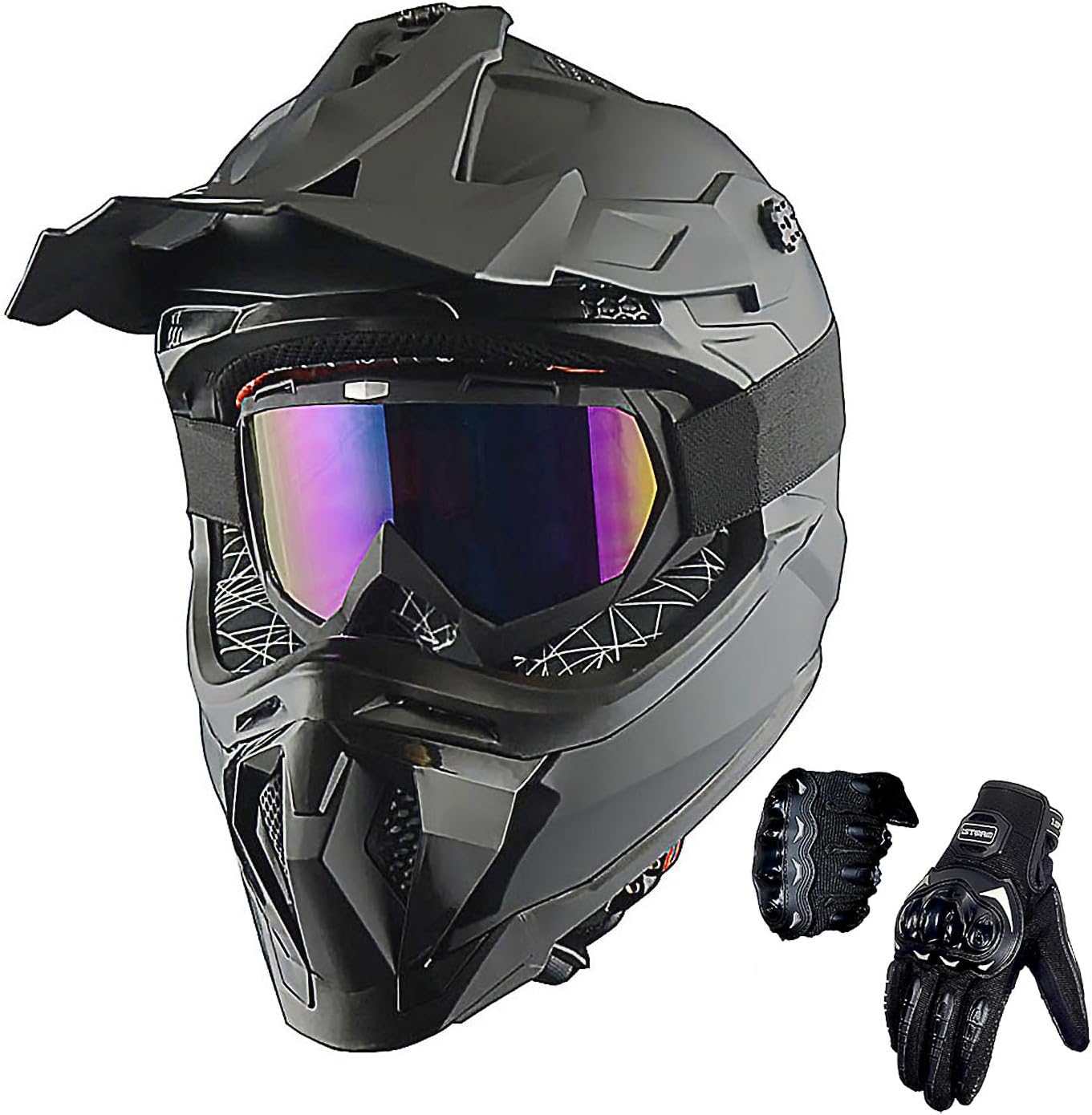 1Storm Adult Motocross Helmet Bundle with Goggles and Gloves