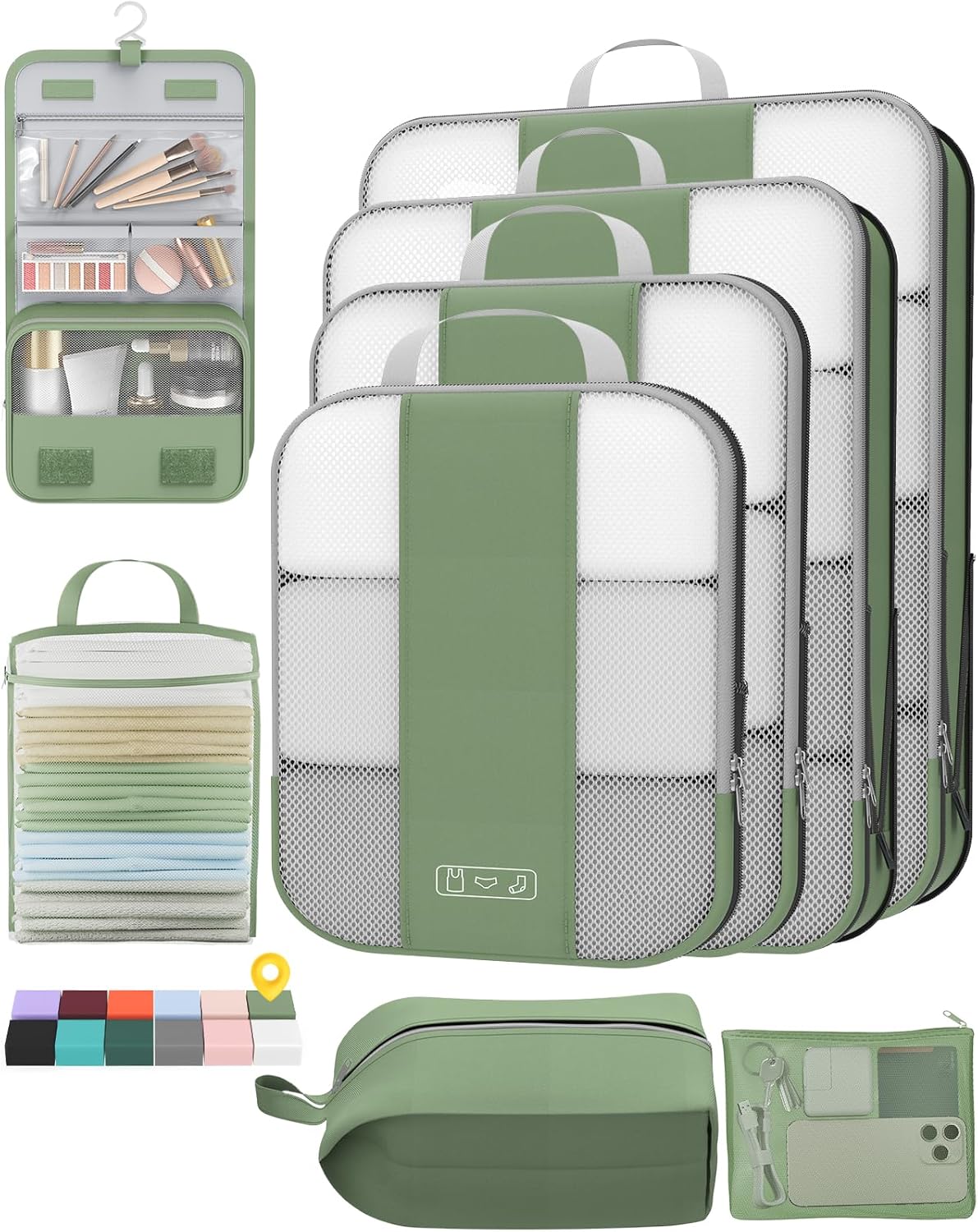 8 Set Compression Packing Cubes for Travel Essentials - Organize