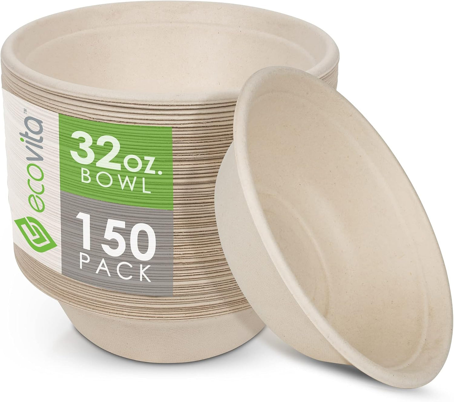 Ecovita 100% Compostable Paper Bowls for Eco-Friendly Dining