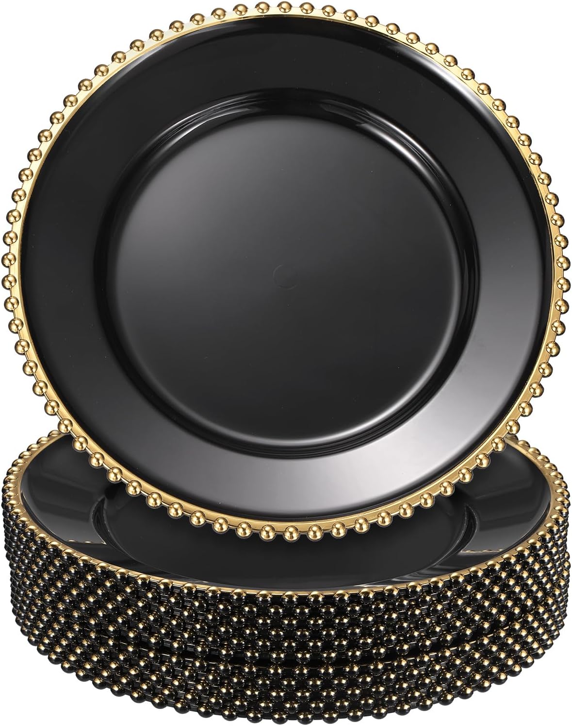 Crystal Clear Charger Plates - Set of 12, 13 Round Plastic Plates for Elegant Table Decor