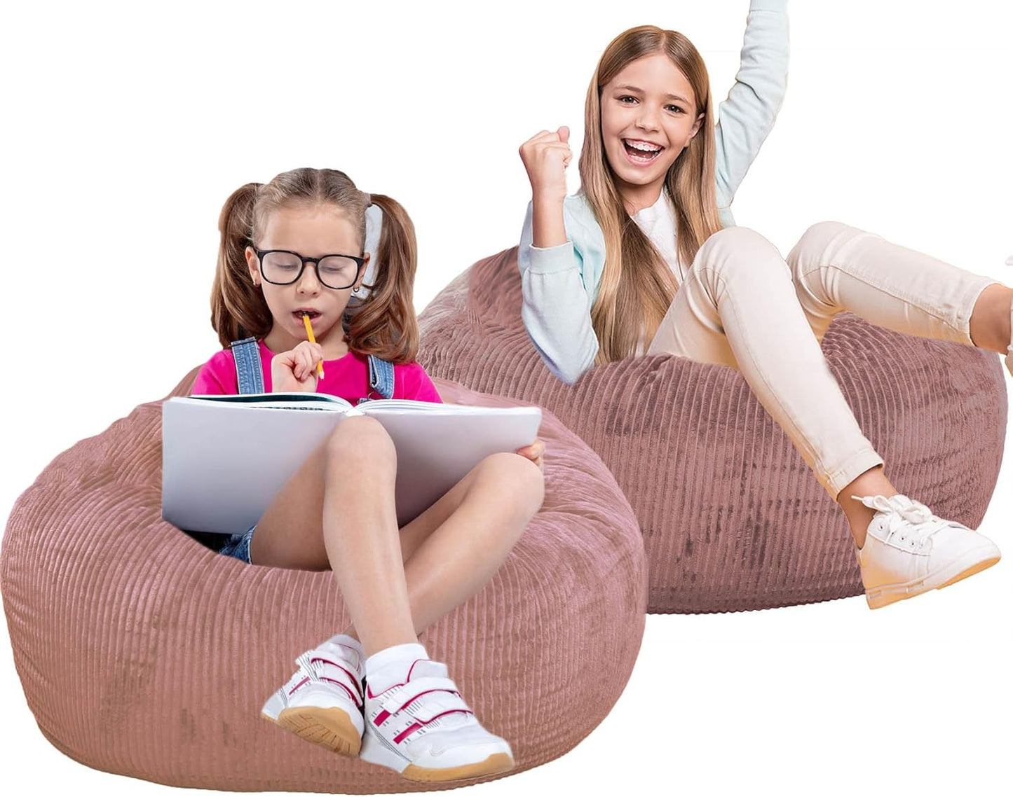 Classic Bean Bag Chair with Faux Rabbit Fur for Kids and Teens