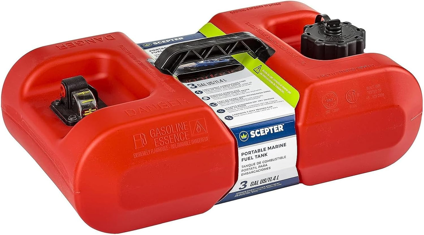 Scepter 3 Gallon Portable Marine Gas Can for Boats and More