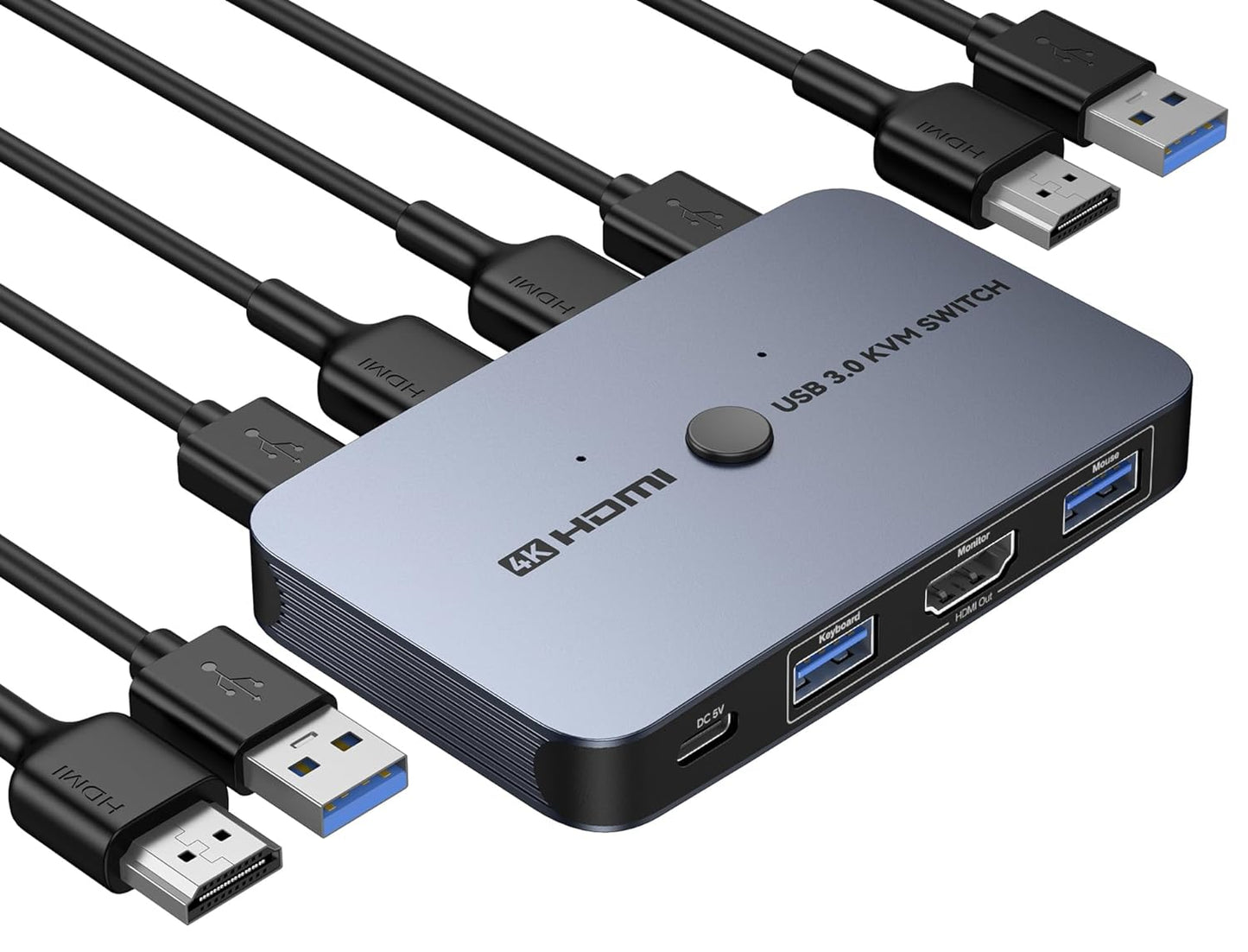 ABLEWE Aluminum KVM Switch - 4K@60Hz HDMI Sharing