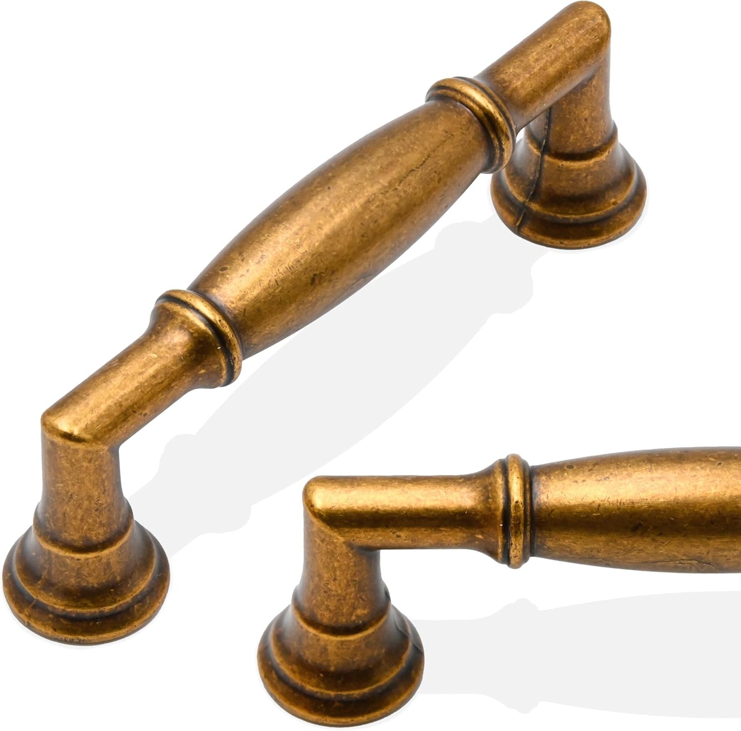 10 Pack Antique Brass Cabinet Pulls for Kitchen and Furniture