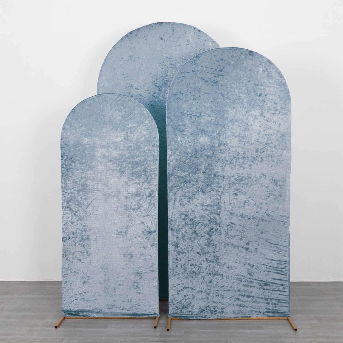 Dusty Blue Crushed Velvet Chiara Wedding Arch Covers Set of 3