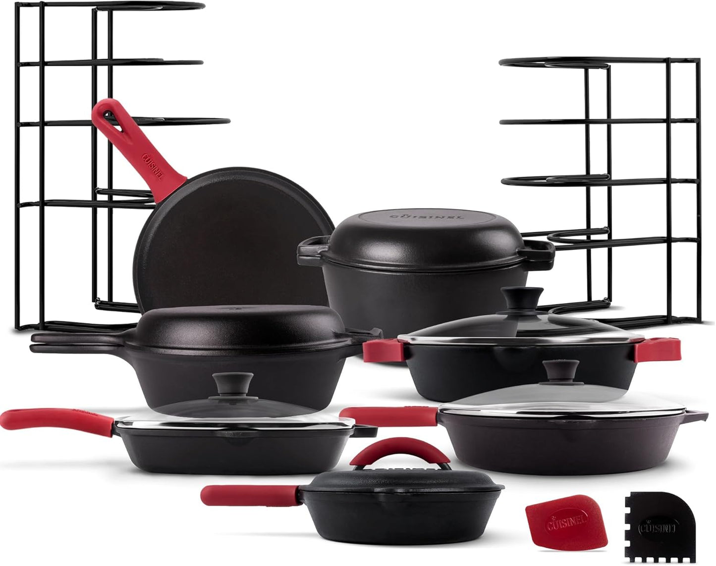 Cuisinel Cast Iron 23-Pc Cookware Set for Every Chef's Kitchen