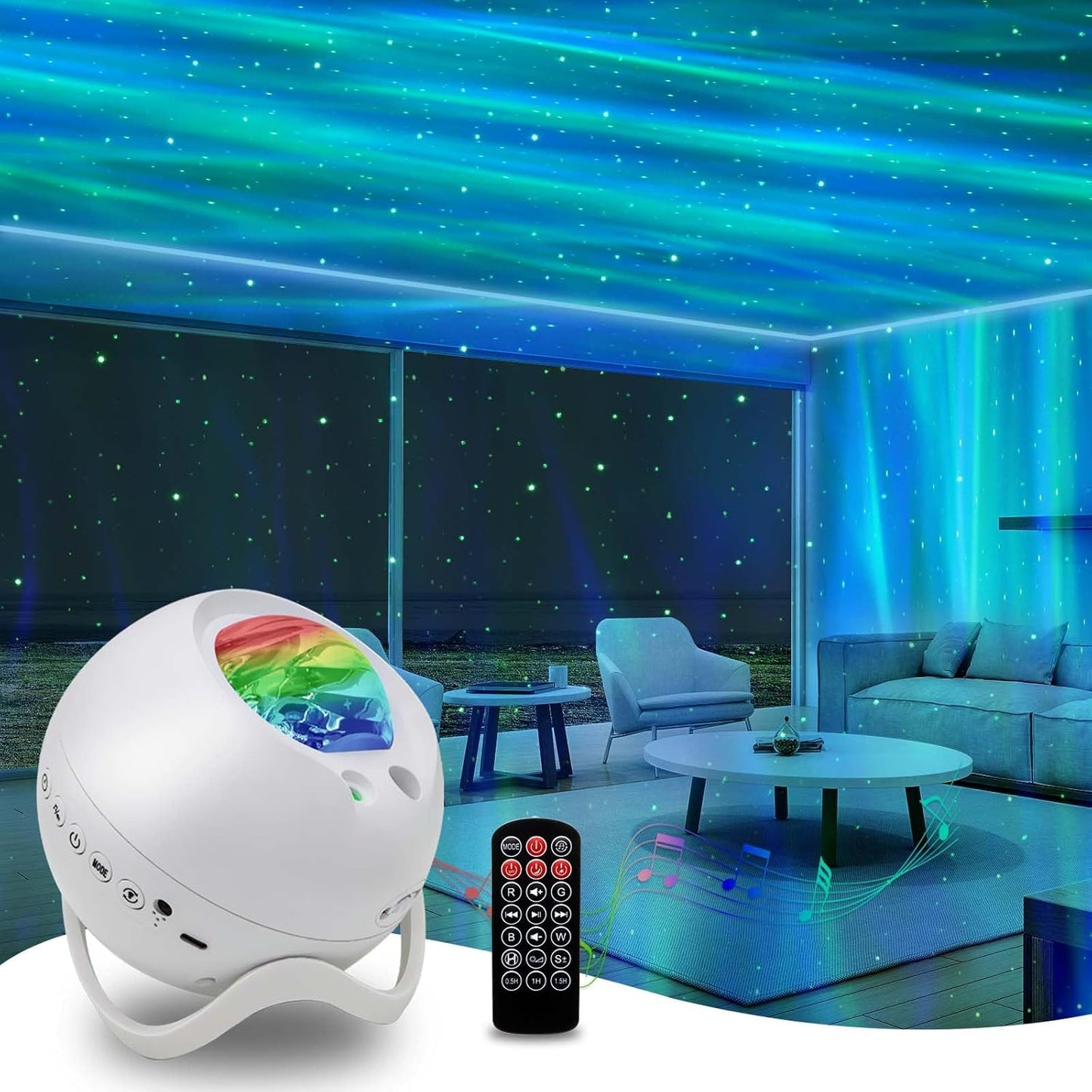 HERHOTER Star Projector: Bluetooth Speaker & White Noise