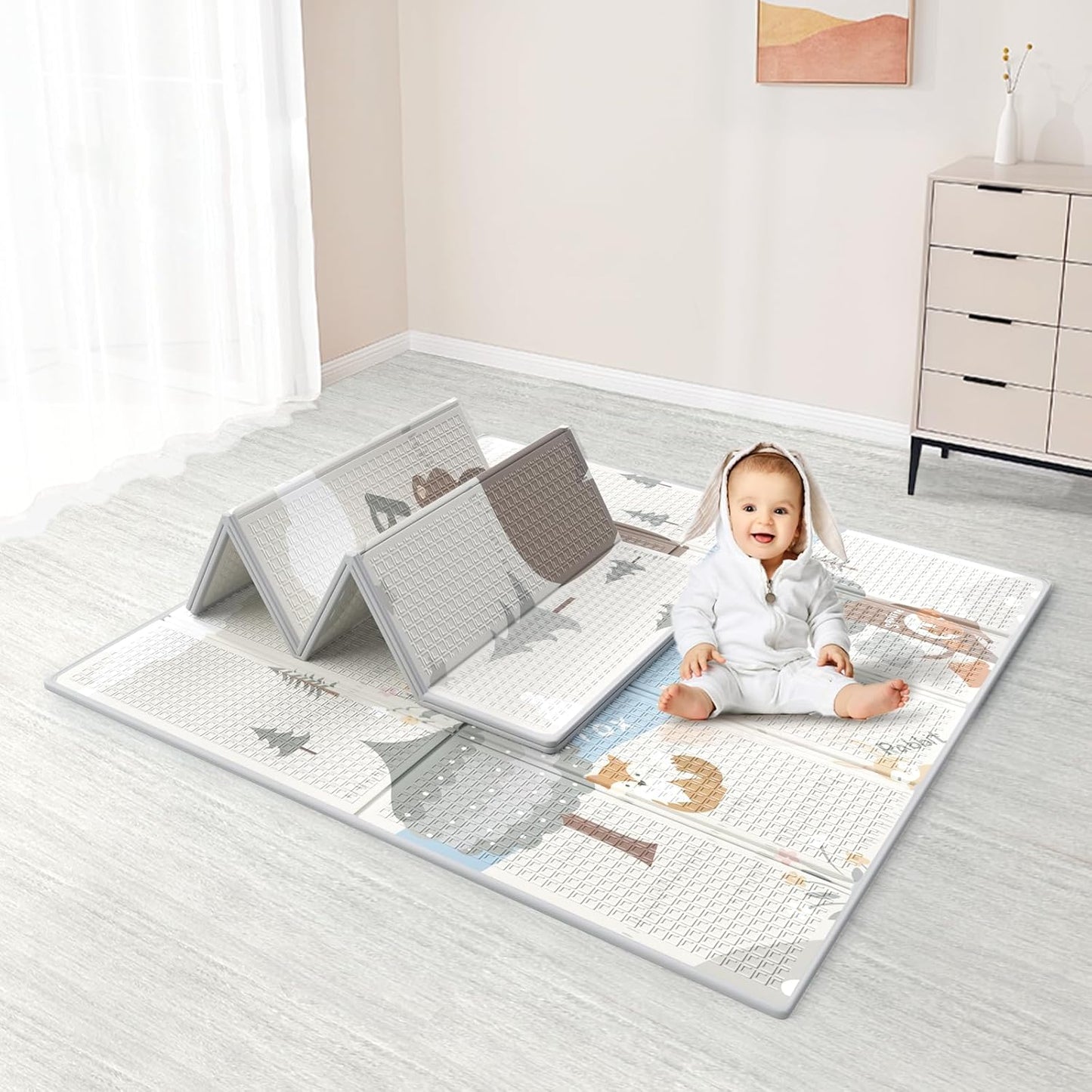 Foldable Waterproof Baby Play Mat - 0.4in Thick