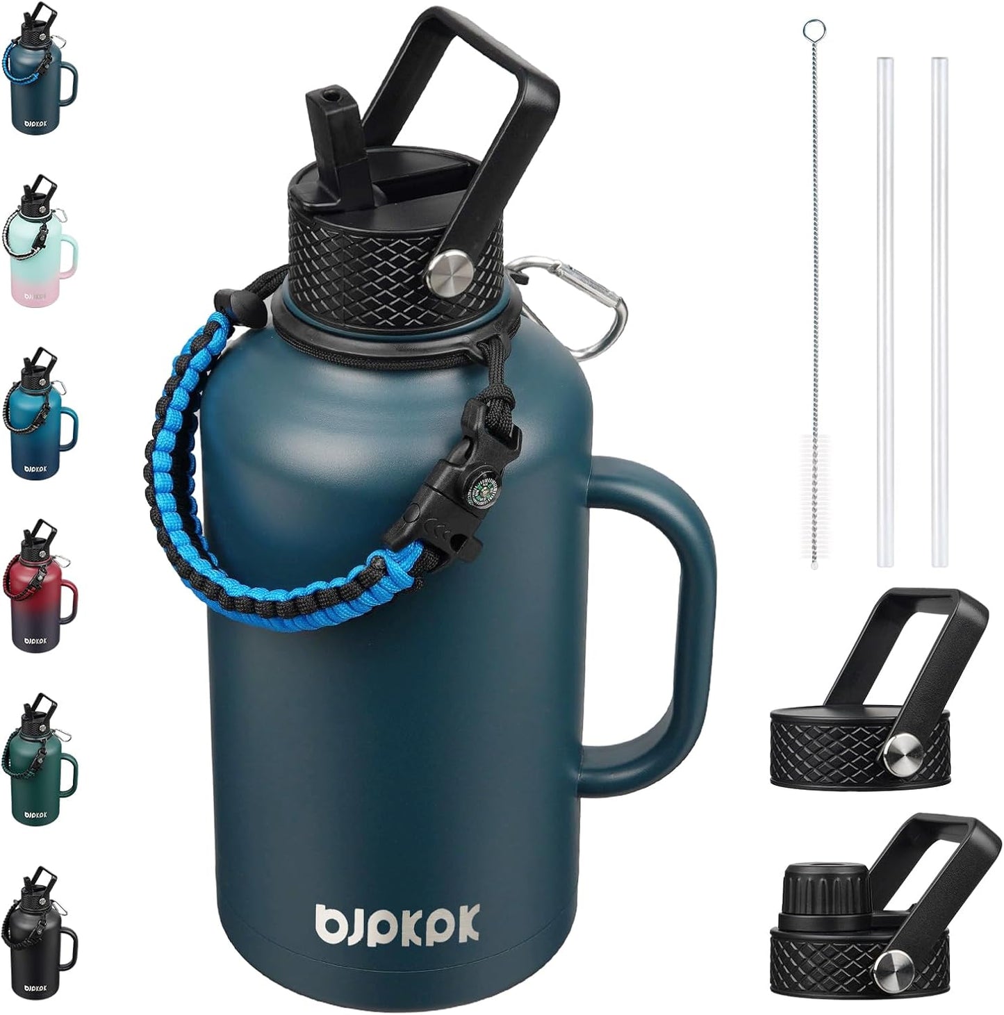 BJPKPK Insulated Water Bottles with Straw Lid & Side Handle