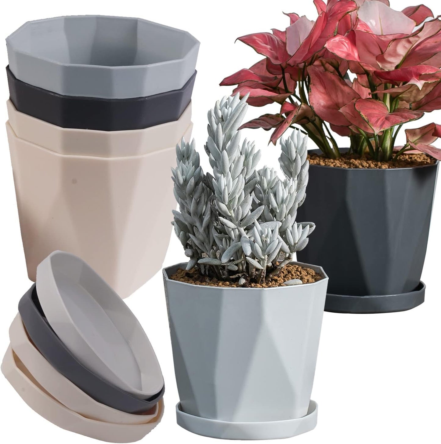 InmeRun Plant Pots Indoor 7 inch Set of 12 with Drainage Holes