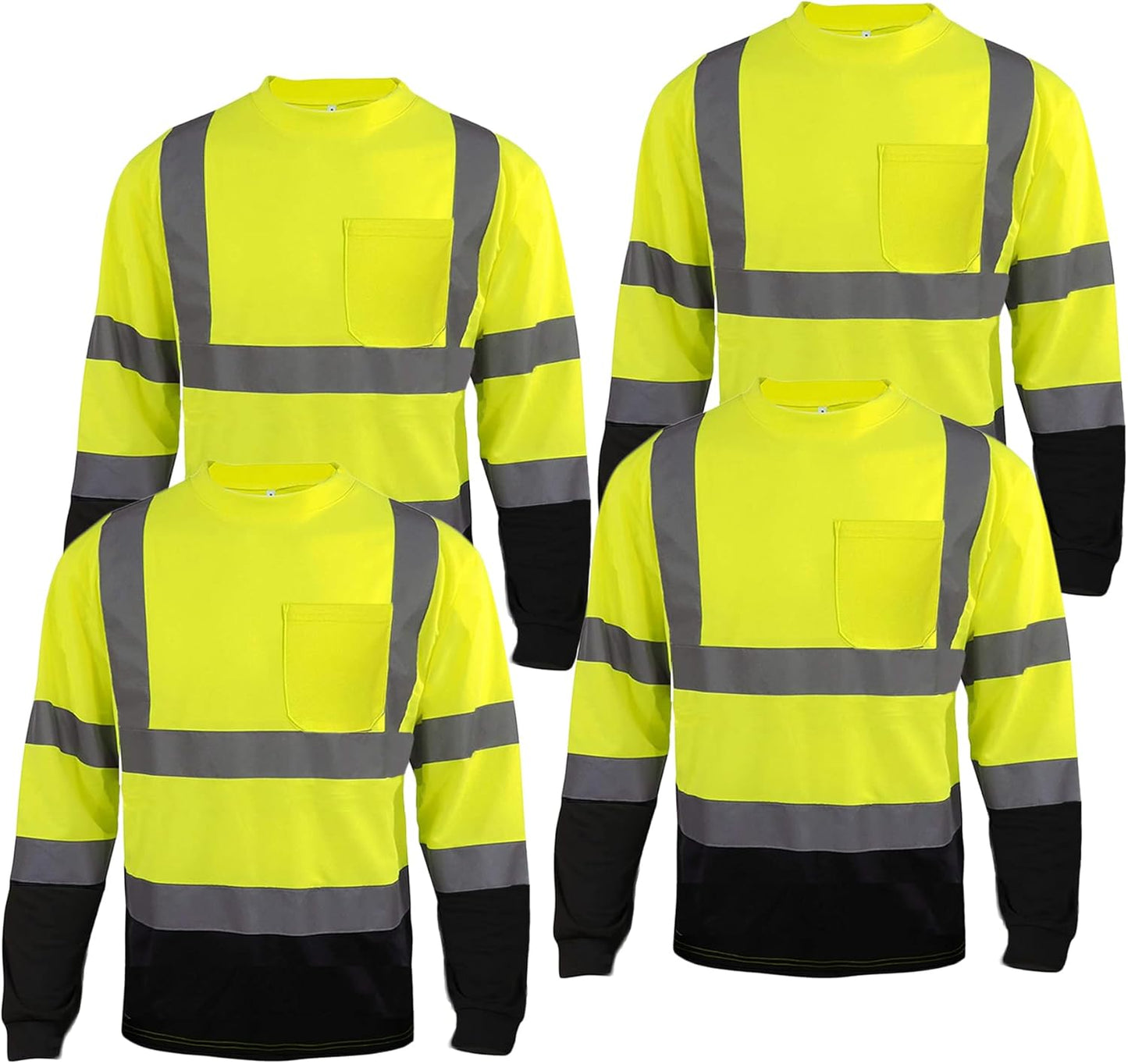High Visibility Long Sleeve Shirts for Men - Reflective Safety Gear