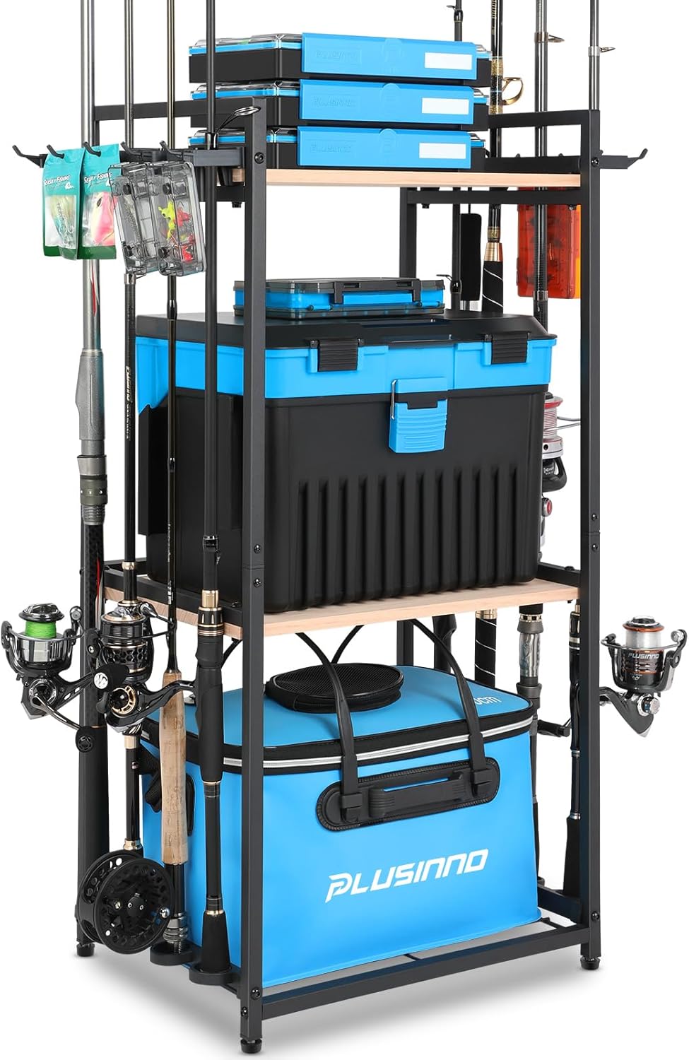 PLUSINNO 3 Tier Fishing Rod Holder - Organize 8 Rods!