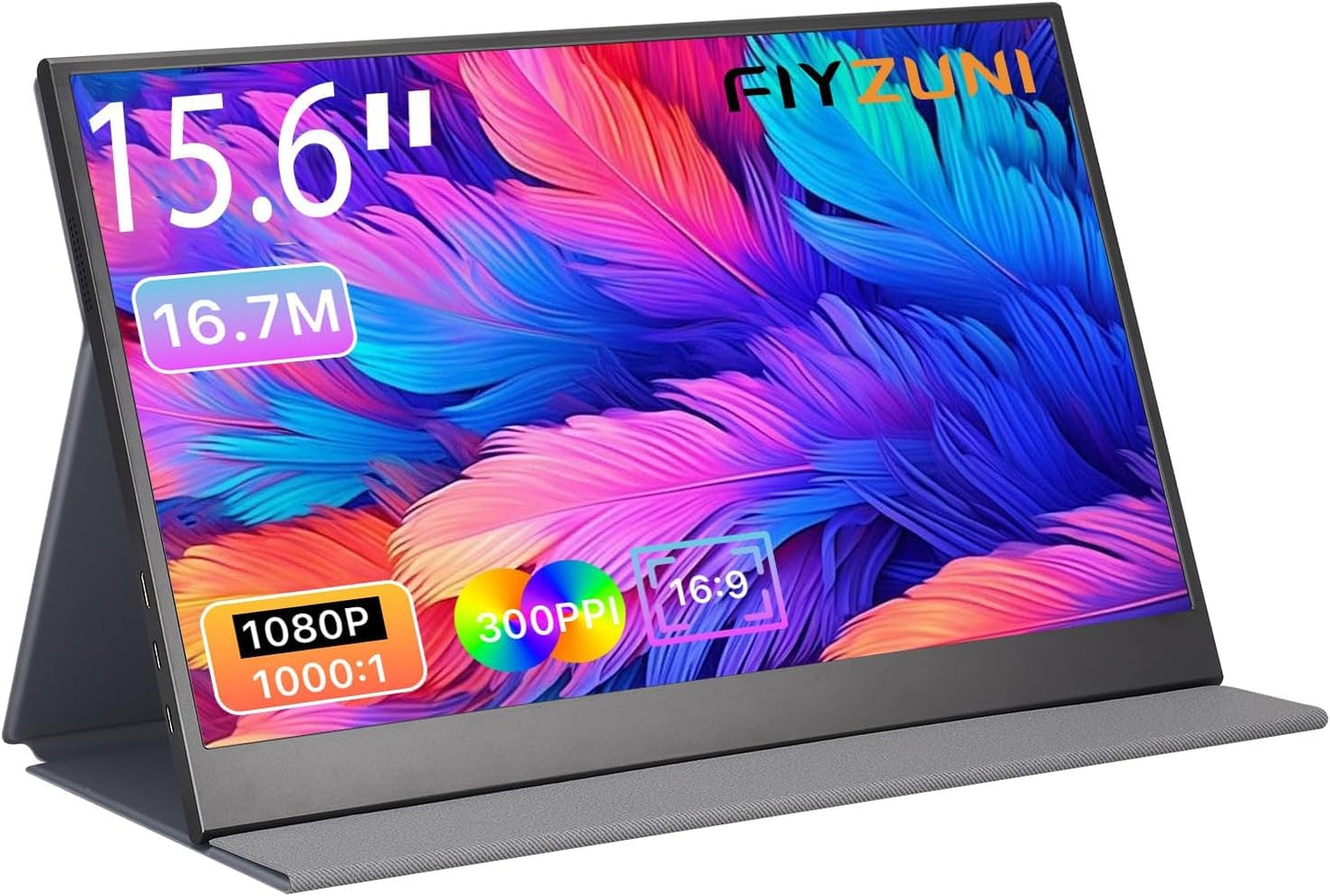 FLYZUNI 15.6 Portable Monitor - HDR Plug&Play, Ultra-Thin Metal Case