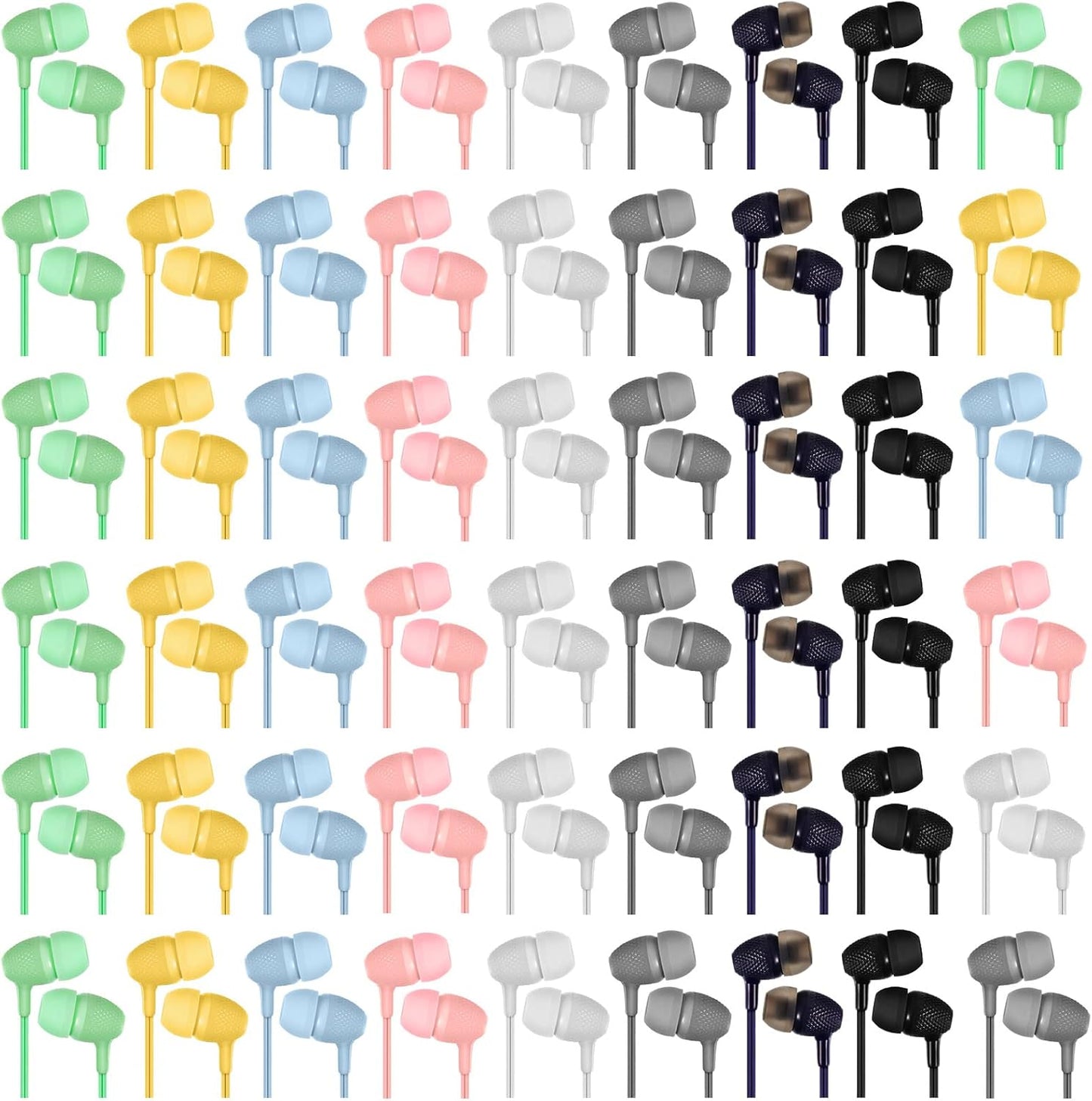 Macarrie 200 Pack Earbuds Bulk Earphones for Classroom Use