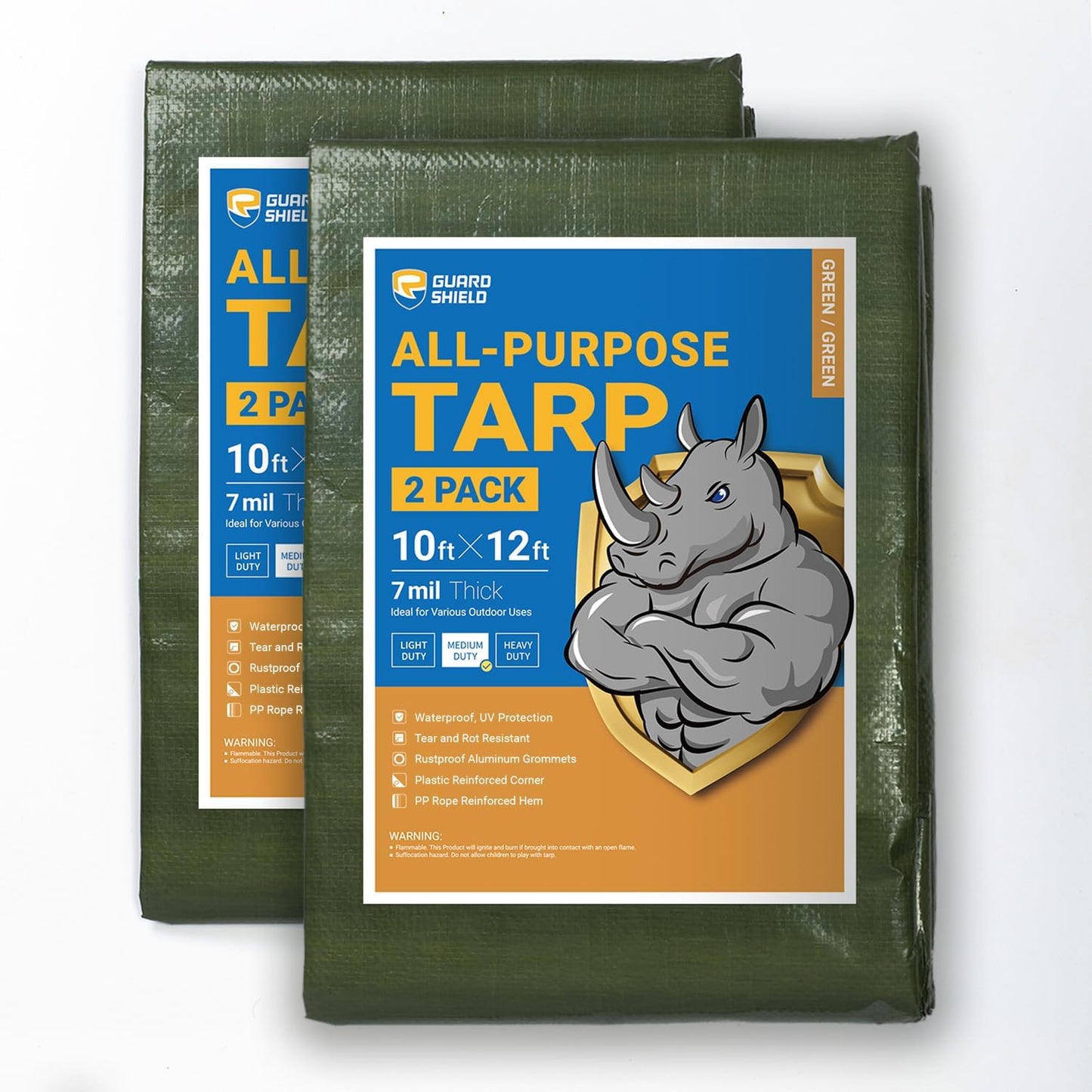 GUARD SHIELD Green Tarp Waterproof 10x12 Feet for All Uses