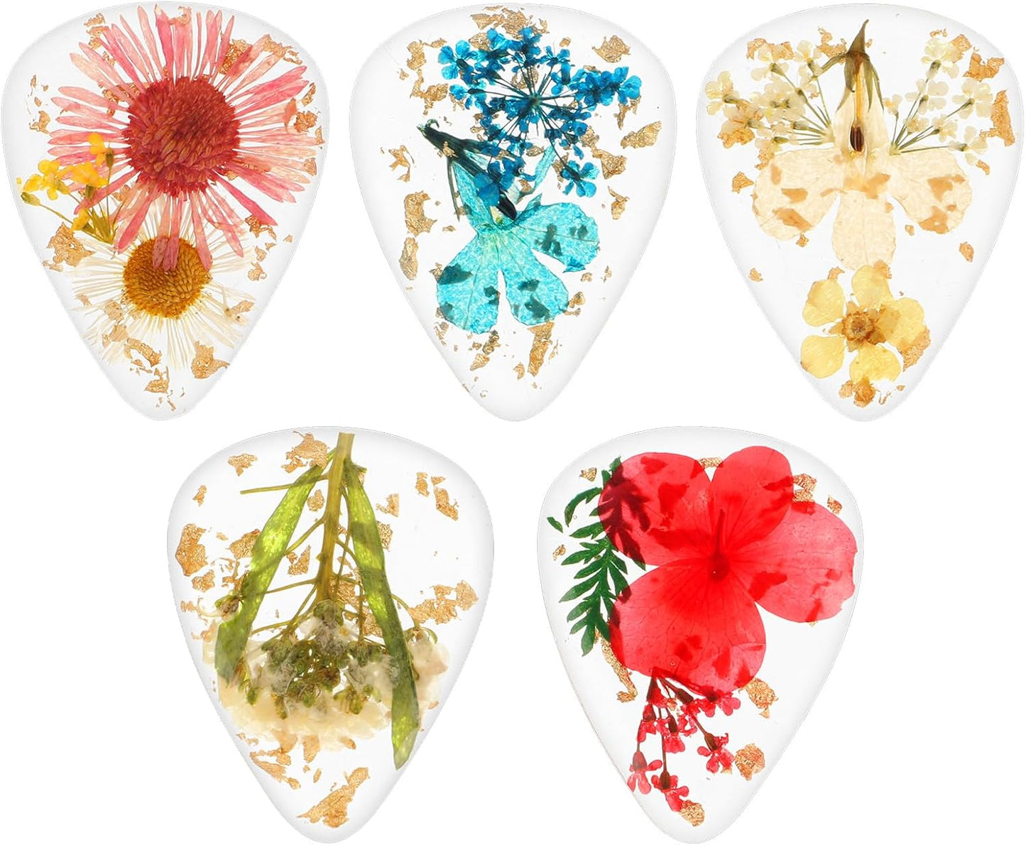 Handmade Dried Flower Guitar Picks - Colorful & Heavy