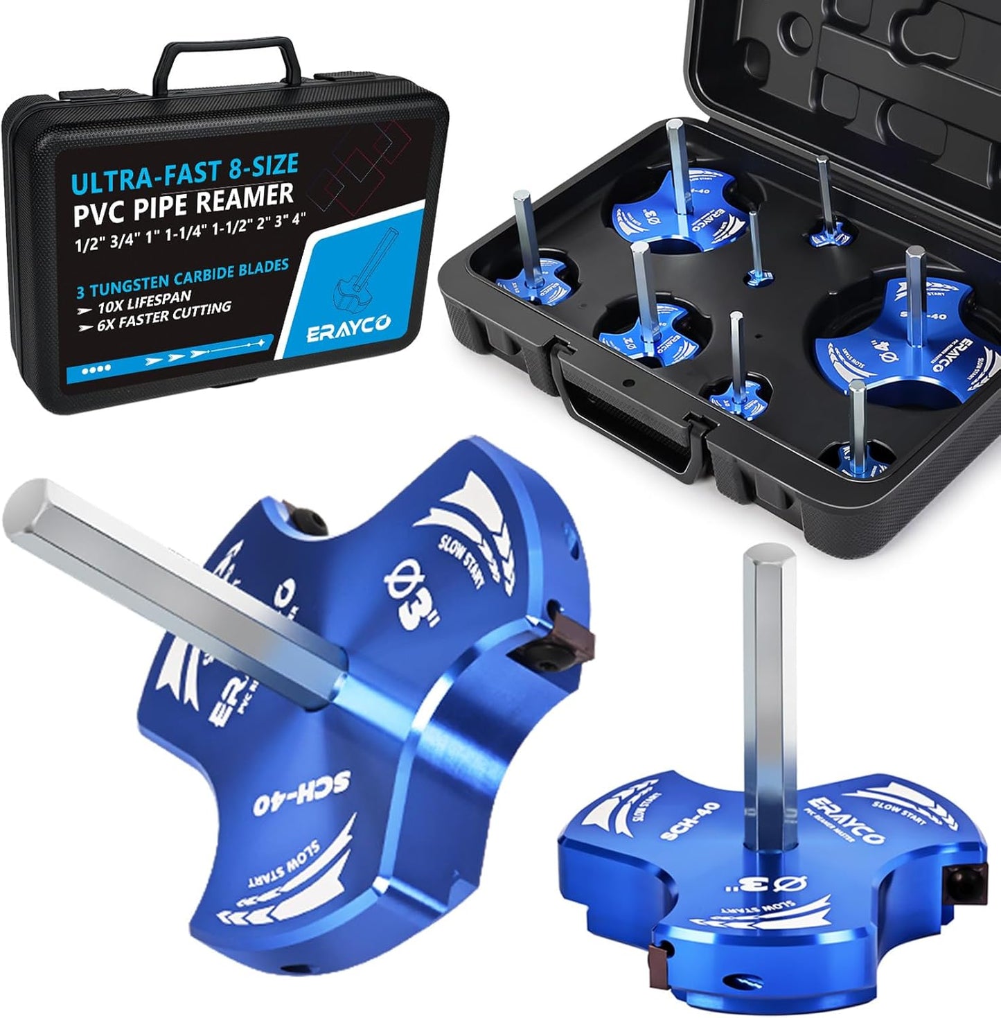 8 PCS Triple Blade PVC Pipe Reamer Kit for Efficient Plumbing