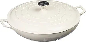 Enameled Cast Iron Covered Oval Casserole Skillet for Cooking