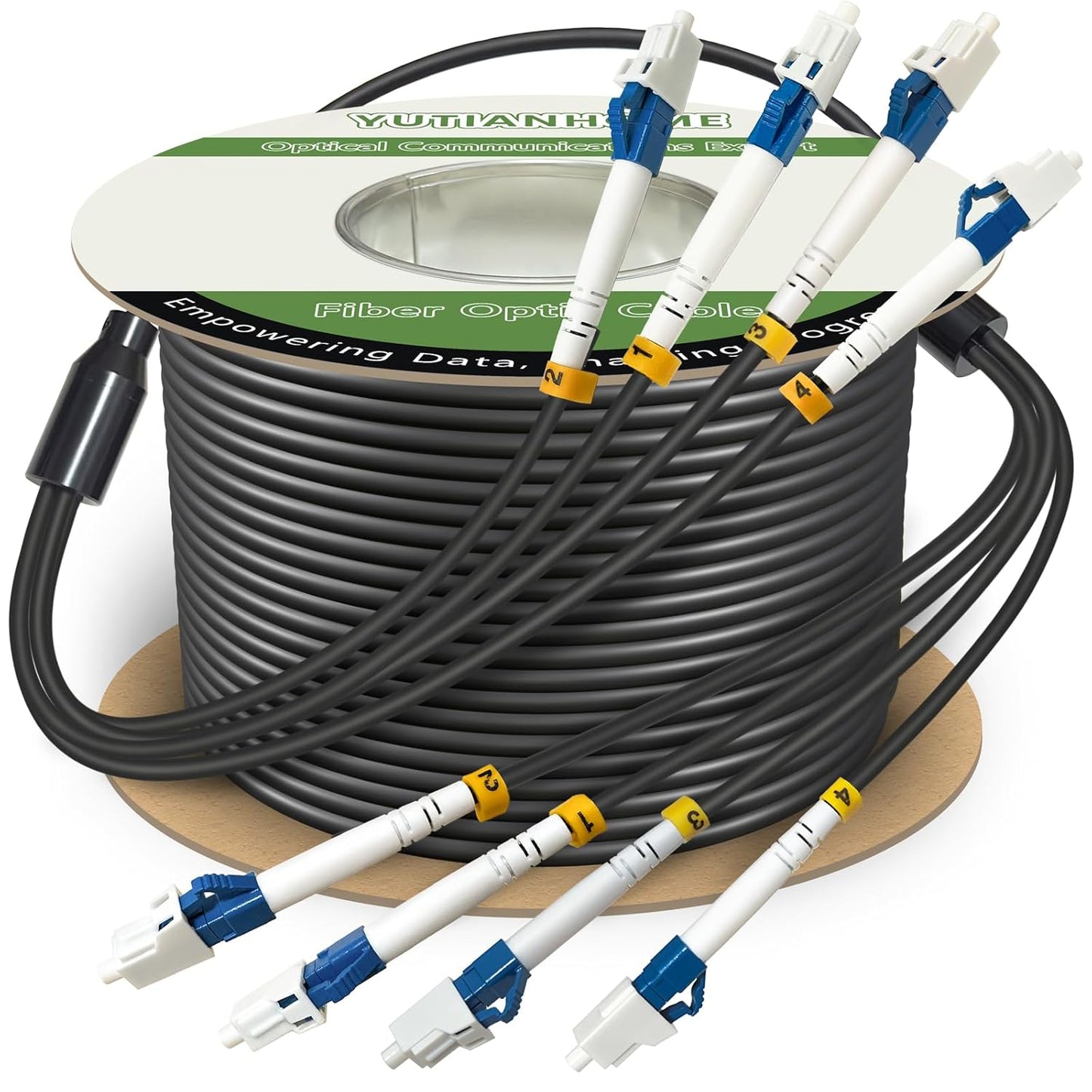 120ft 4 Core Industrial TPU LC to LC Outdoor Fiber Optic Cable