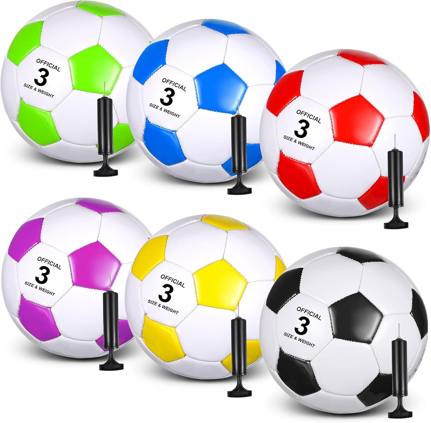 6 Pcs Soccer Ball Set with Pump Needles for Youth Training