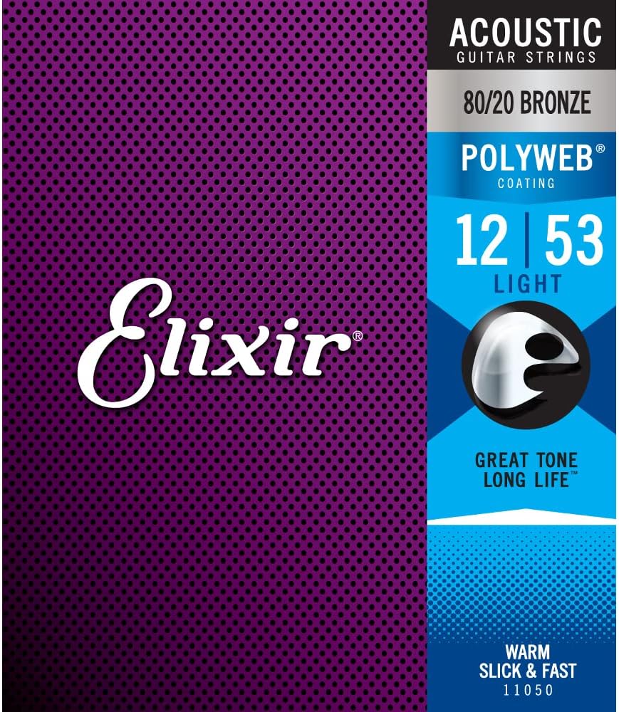 Elixir 11050 Light Acoustic Guitar Strings Polyweb Coated 3 Pack